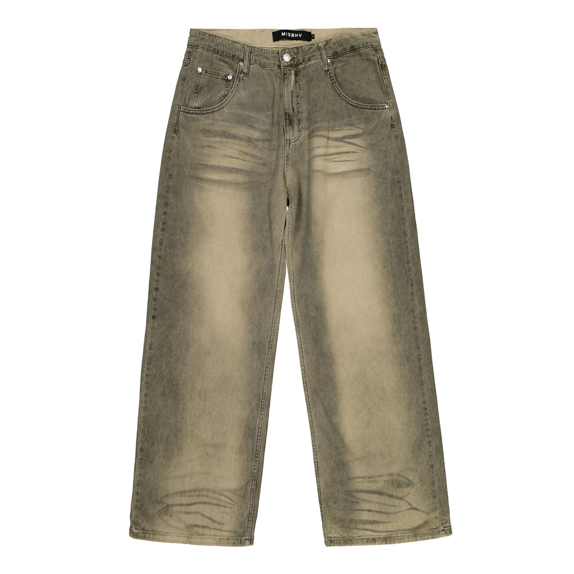 MISBHV Mud Denim Trousers Brown Detail view 1 | Gate