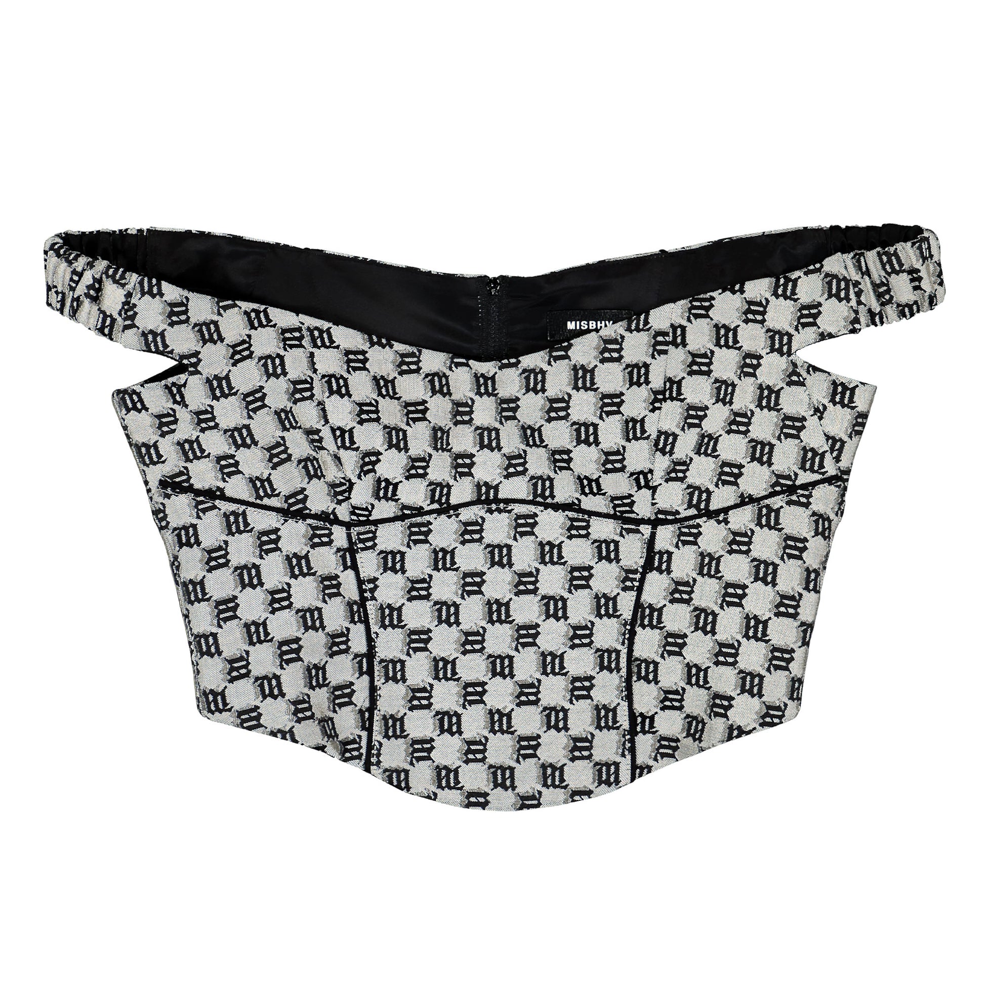 MISBHV Monogram Canvas Corset Top Grey Detail view 1 | Gate