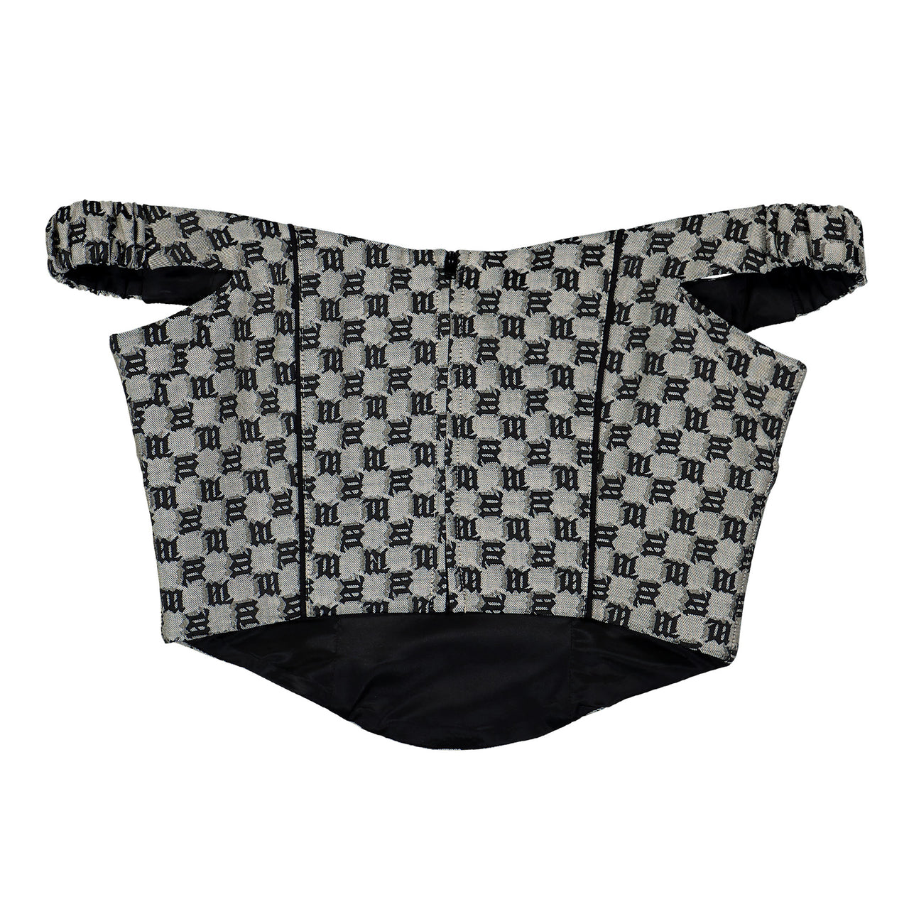 MISBHV Monogram Canvas Corset Top Grey Detail view 1 | Gate