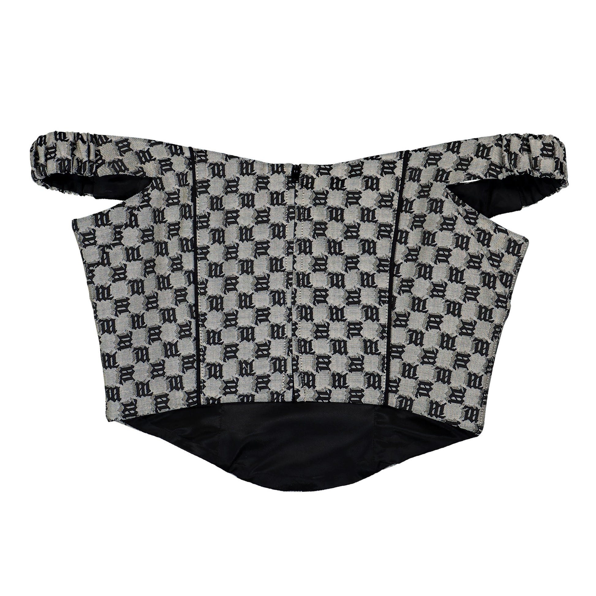 MISBHV Monogram Canvas Corset Top Grey Detail view 3 | Gate