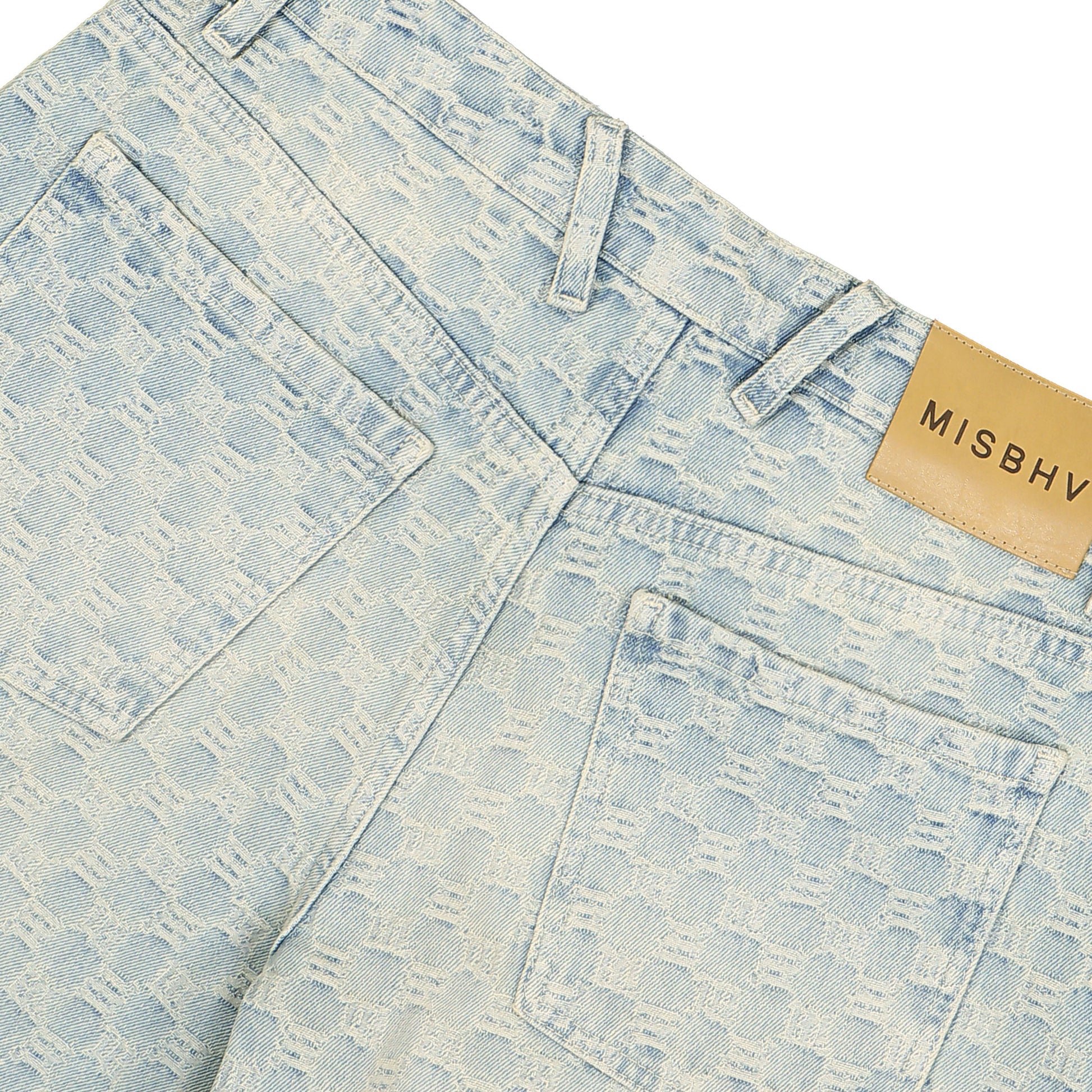 MISBHV Monogram Denim Trousers Blue Detail view 5 | Gate