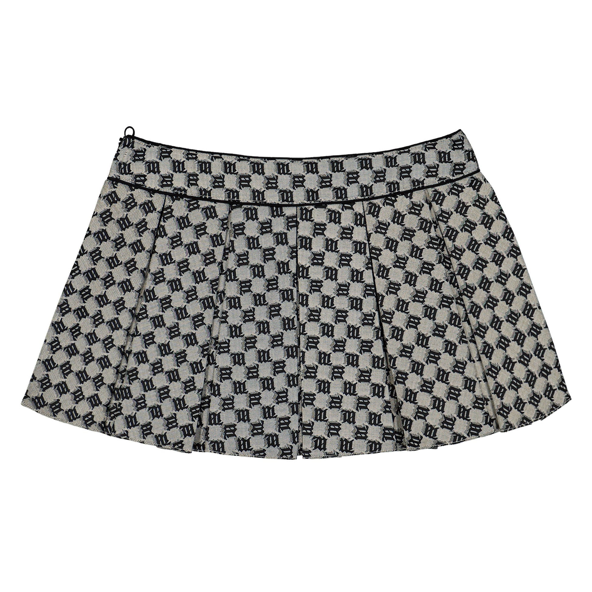 MISBHV Monogram Jacquard Canvas Mini Skirt Grey Detail view 3 | Gate