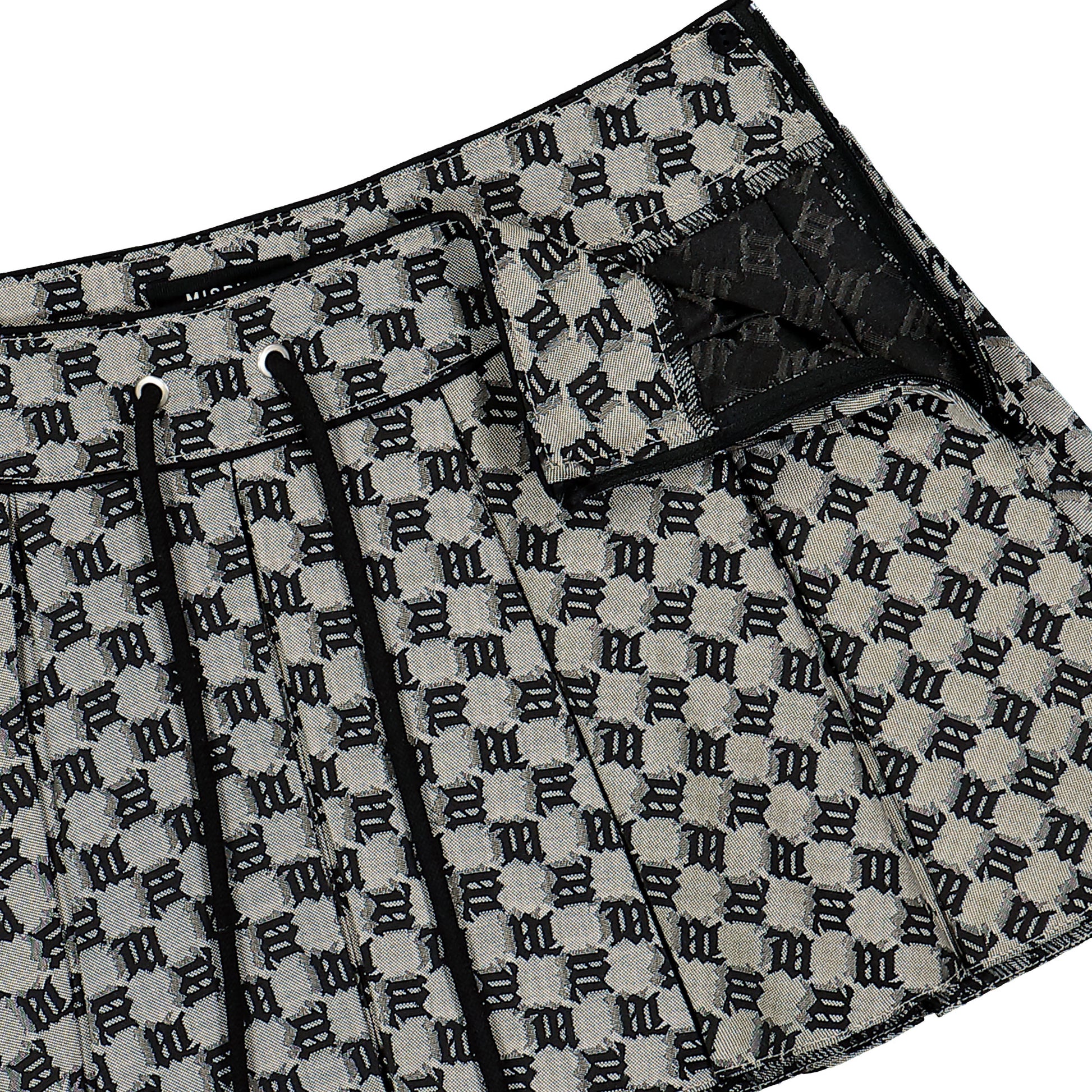 MISBHV Monogram Jacquard Canvas Mini Skirt Grey Detail view 5 | Gate