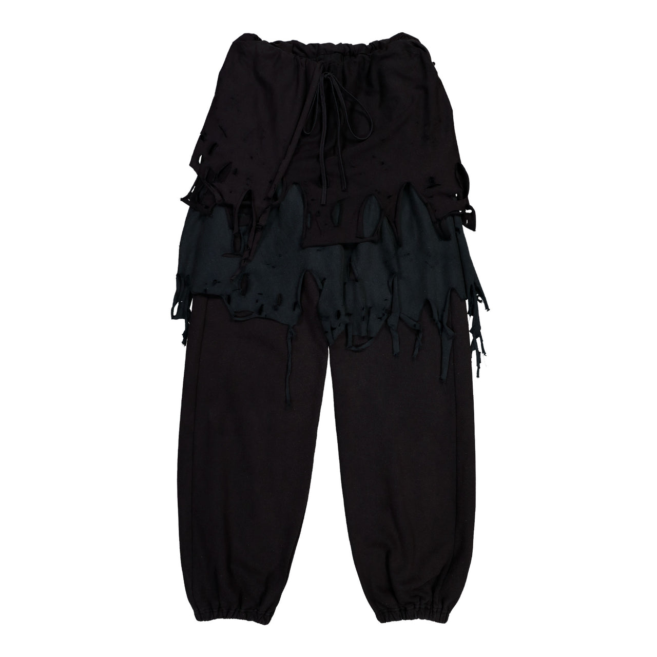 Doublet Phantom Frayed Sweatpants Black Sweat & Track Pants 25AW34PT327 Detail View 1 | GATE