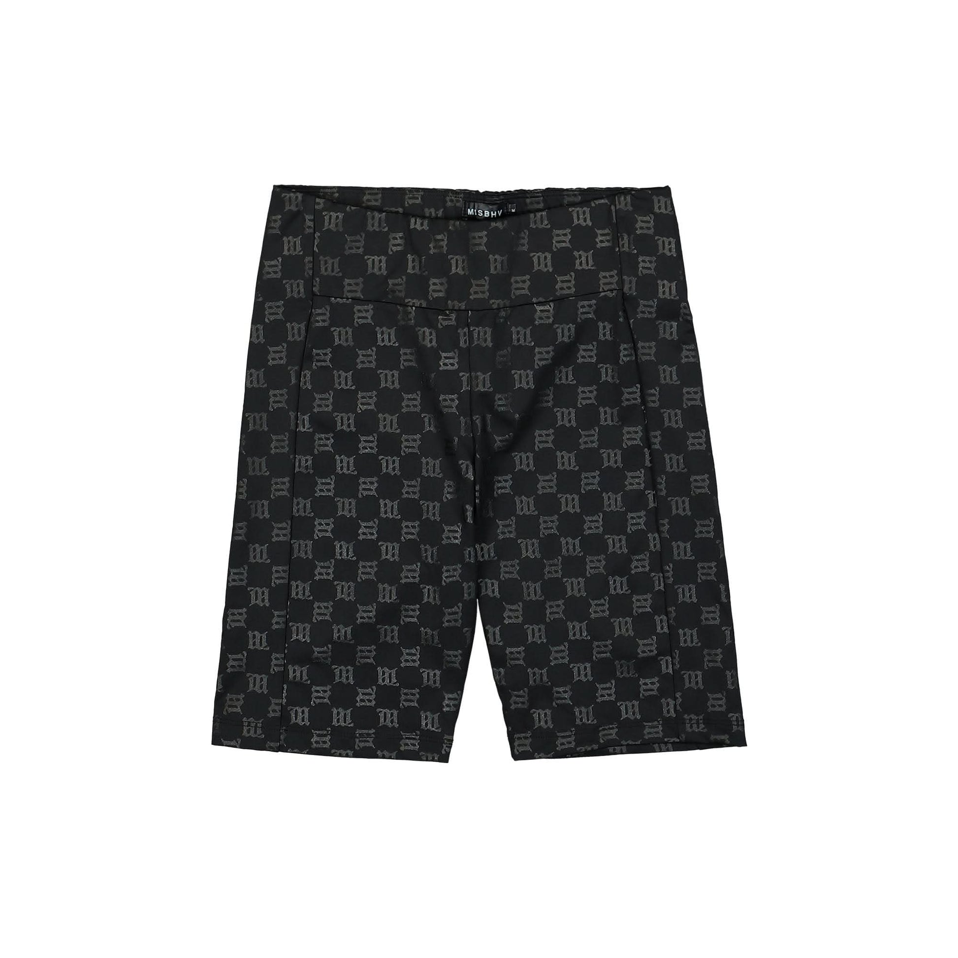 MISBHV Black Monogram High Waisted Biker Shorts Black Detail view 1 | Gate