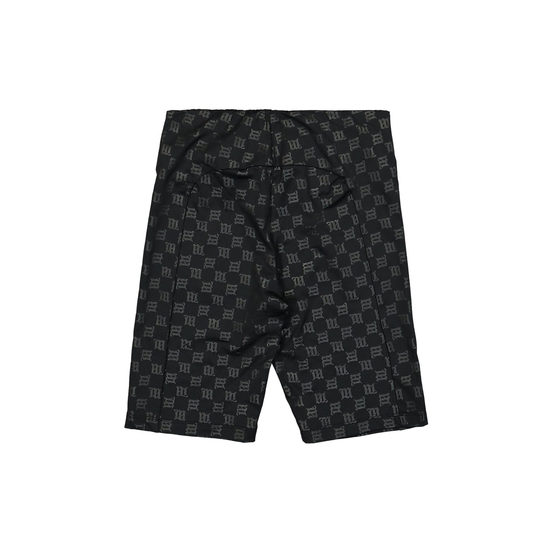 MISBHV Black Monogram High Waisted Biker Shorts Black Detail view 2 | Gate