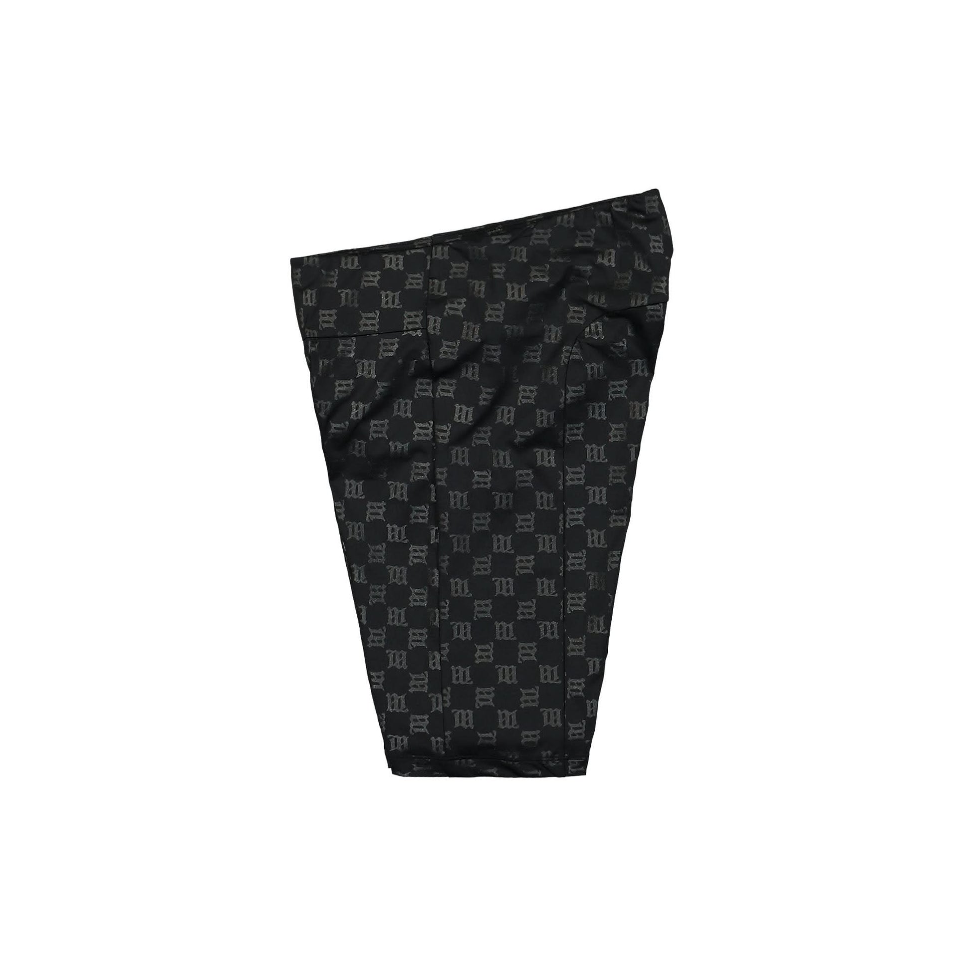 MISBHV Black Monogram High Waisted Biker Shorts Black Detail view 3 | Gate