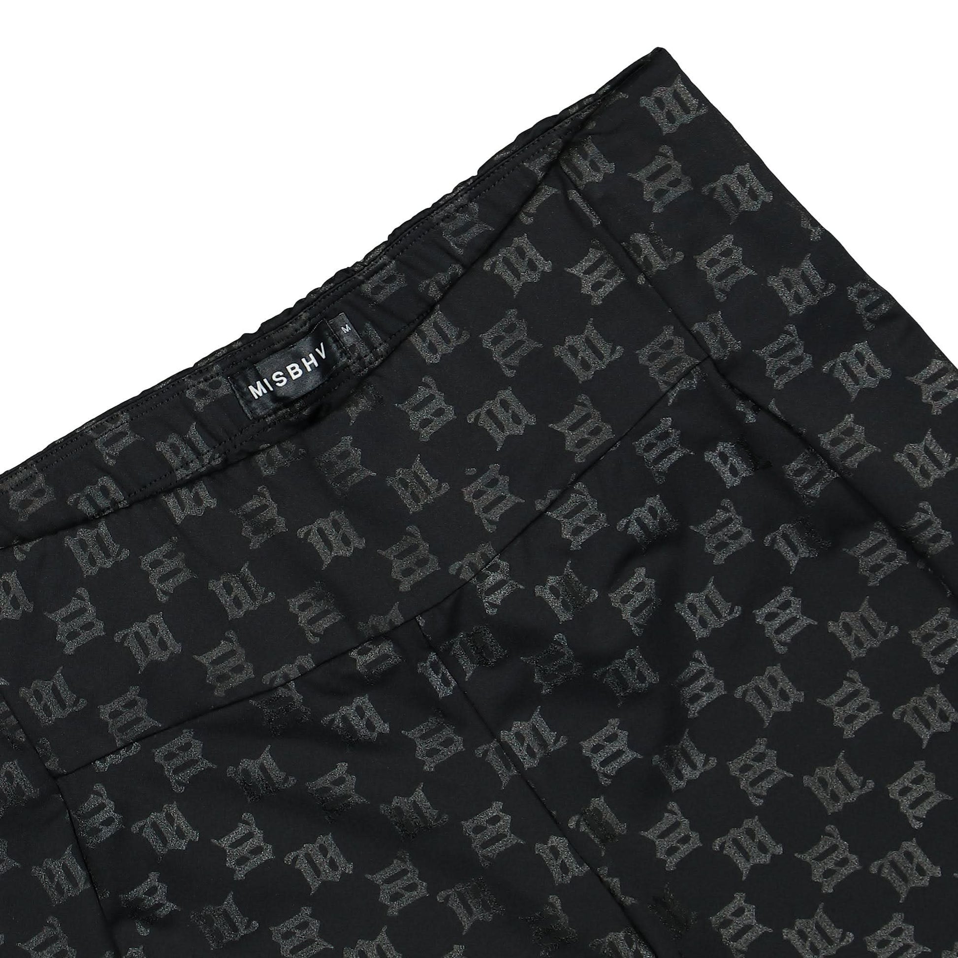 MISBHV Black Monogram High Waisted Biker Shorts Black Detail view 4 | Gate