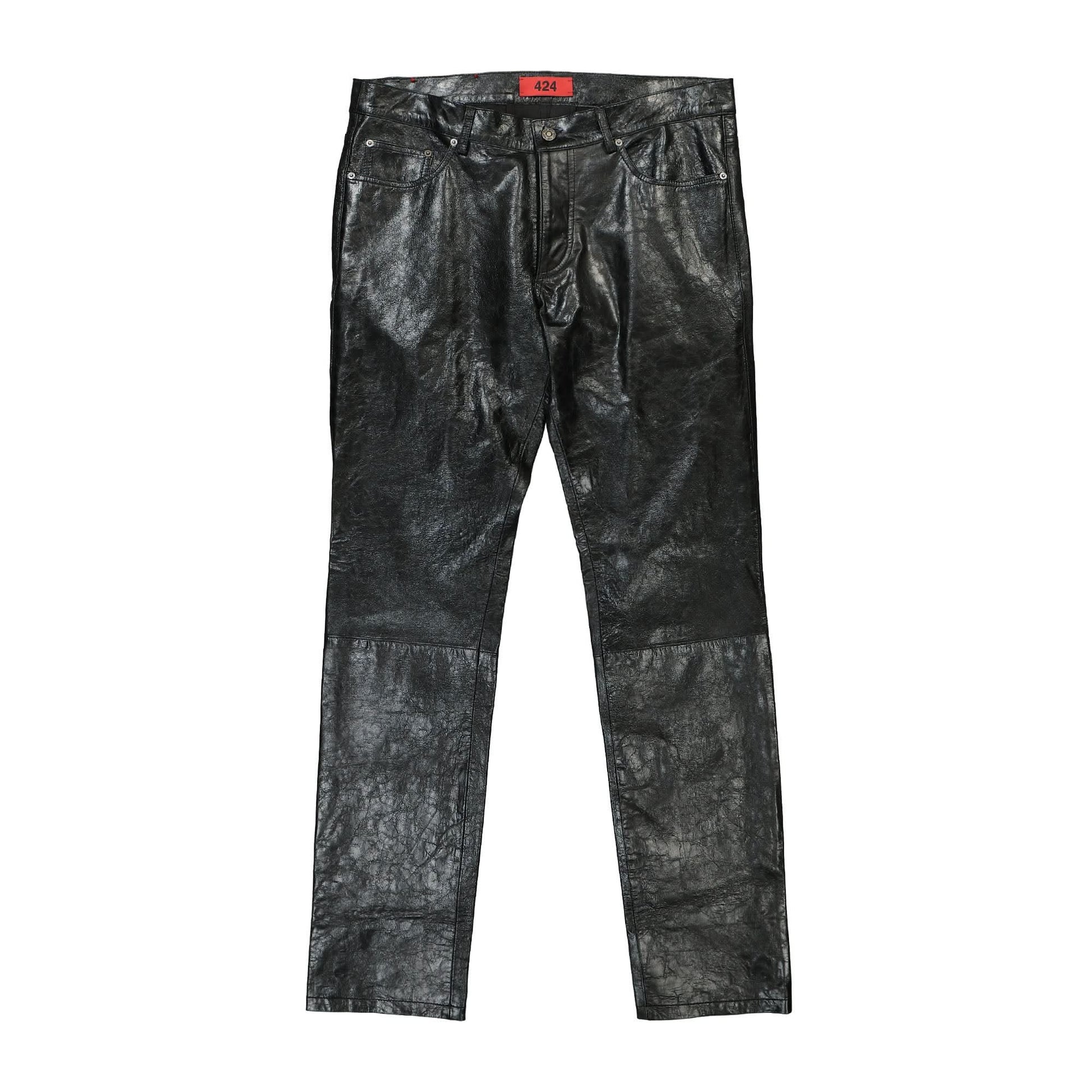 424 Skinny Leather Trousers Black Detail view 1 | Gate