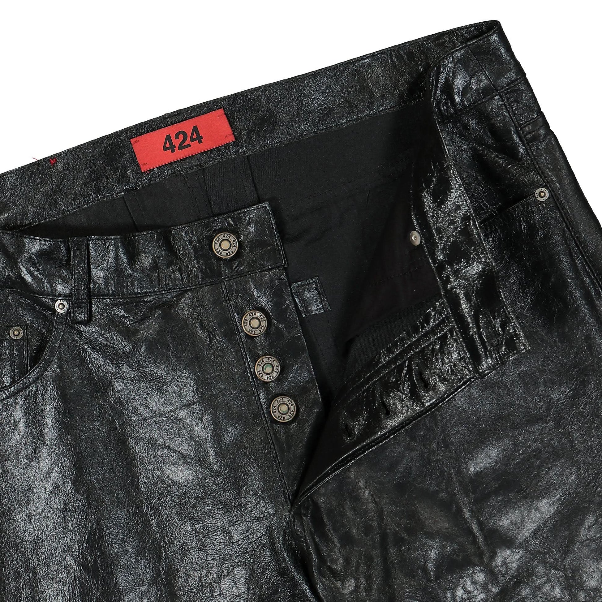 424 Skinny Leather Trousers Black Detail view 4 | Gate