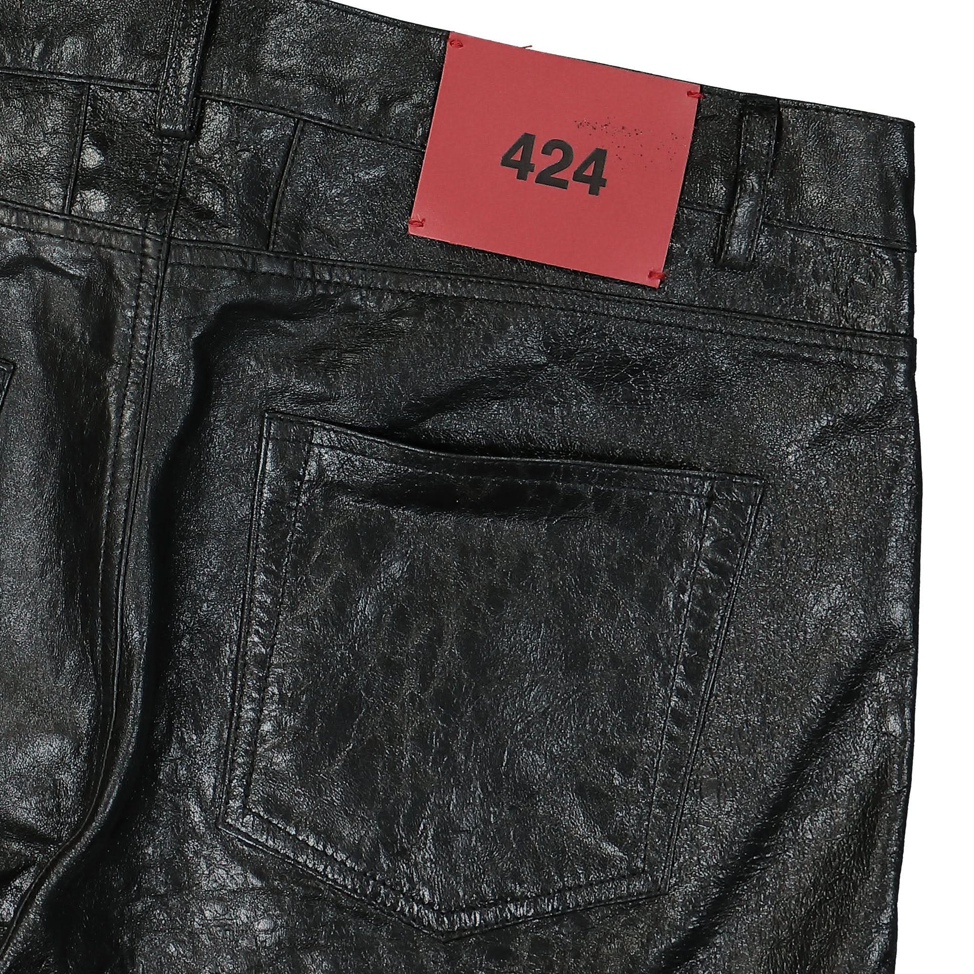 424 Skinny Leather Trousers Black Detail view 5 | Gate