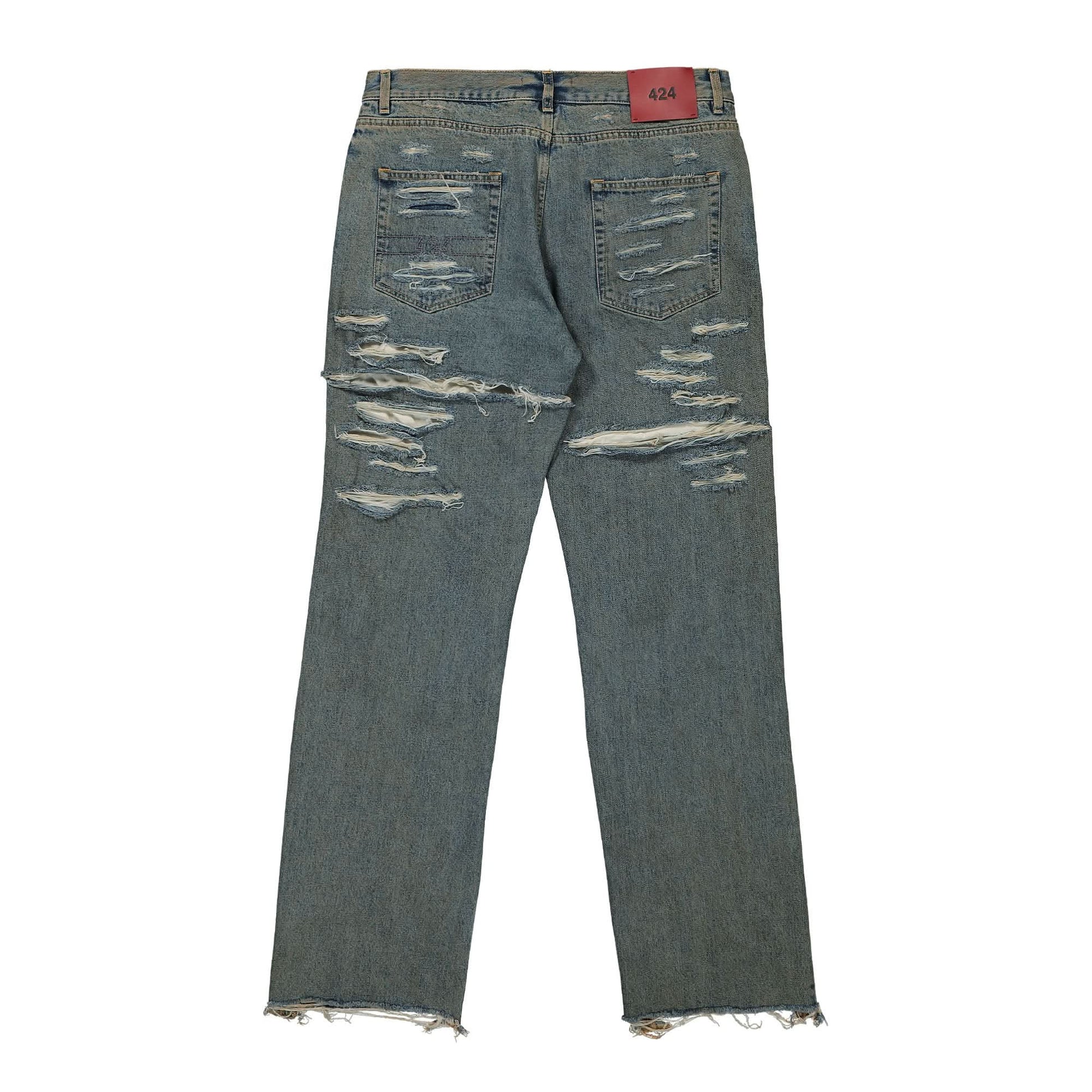 424 Distressed Baggy Pants Blue Detail view 2 | Gate