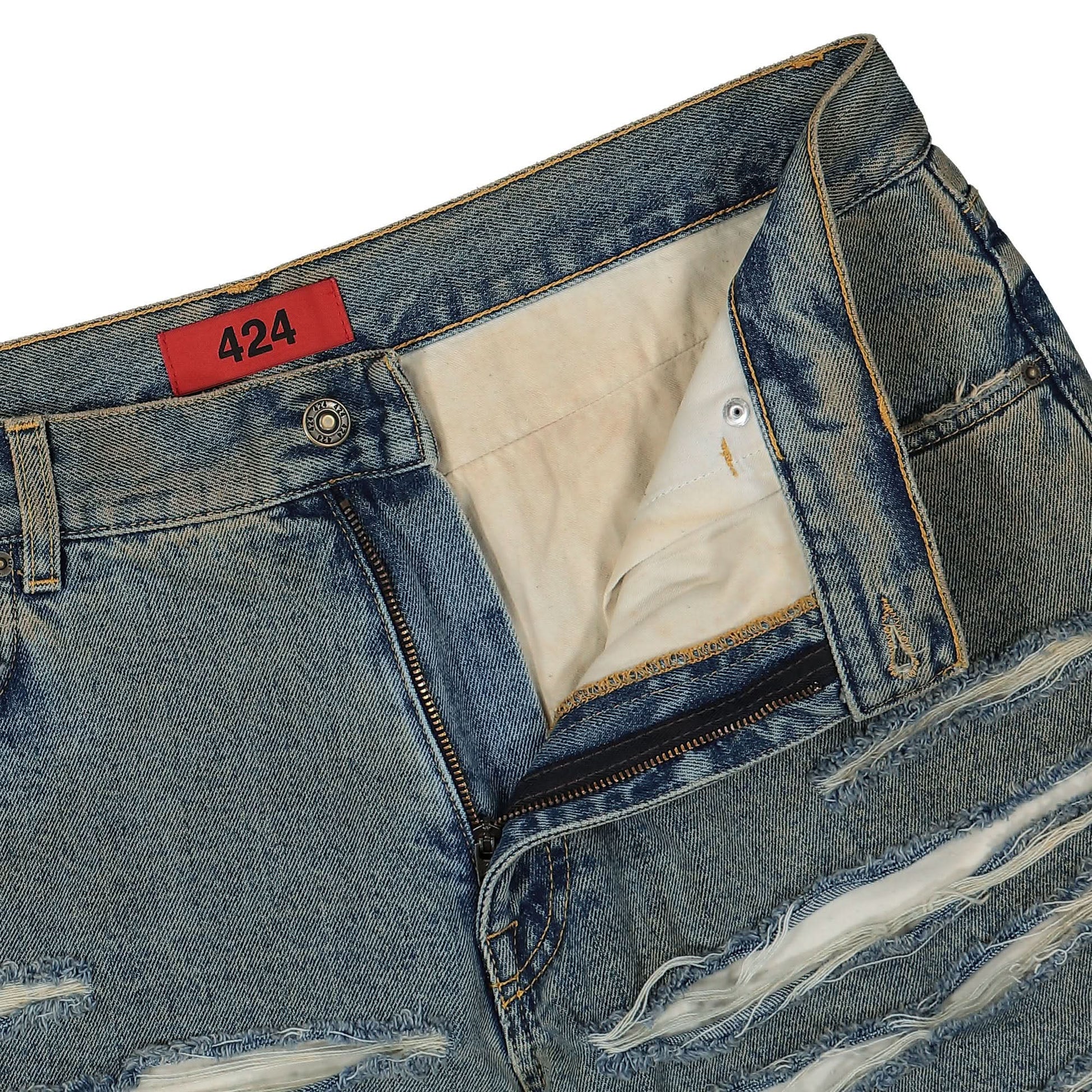 424 Distressed Baggy Pants Blue Detail view 4 | Gate