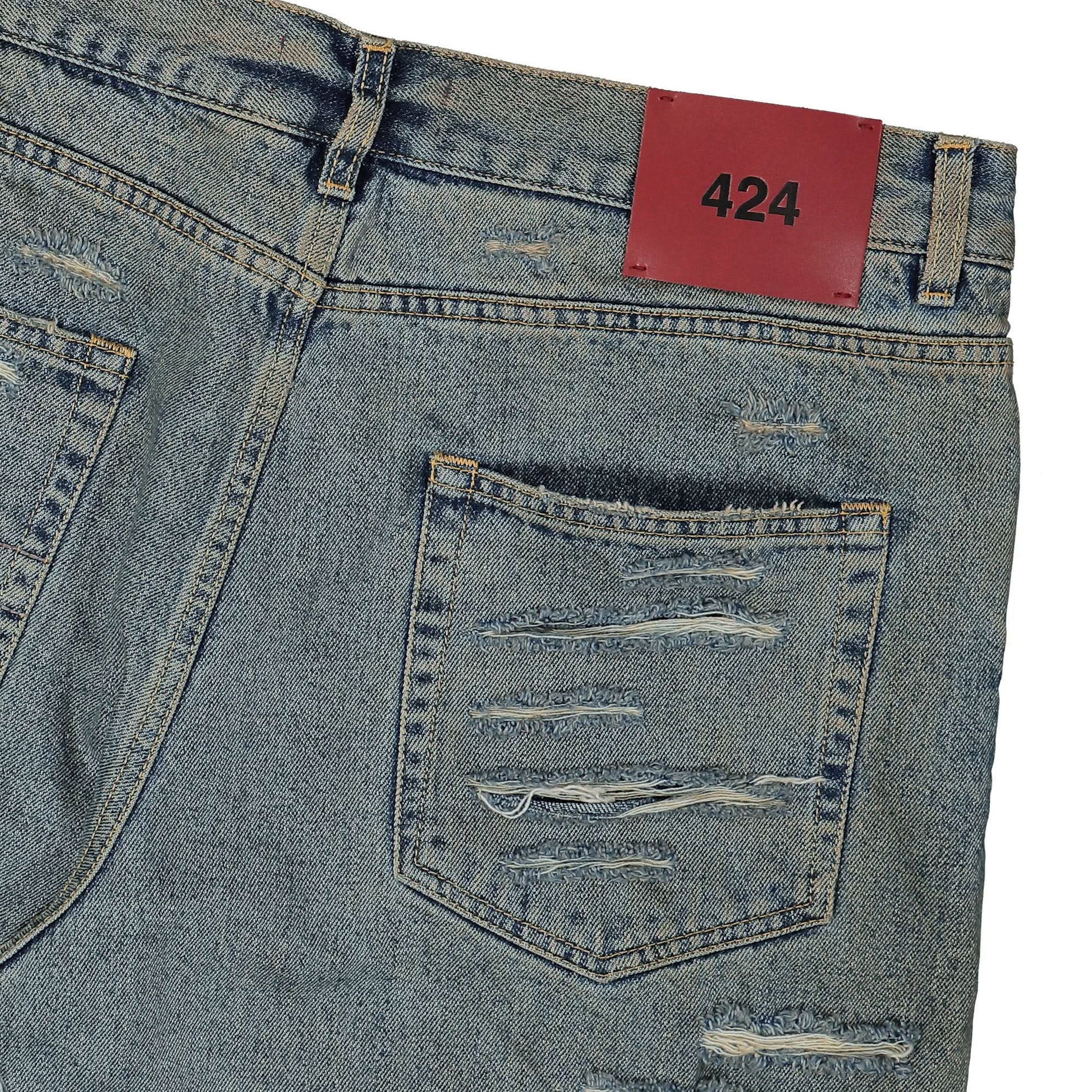 424 Distressed Baggy Pants Blue Detail view 5 | Gate