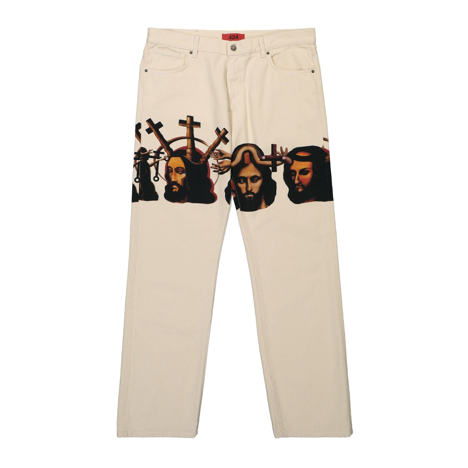 424 Graphic Trousers Beige Detail view 1 | Gate