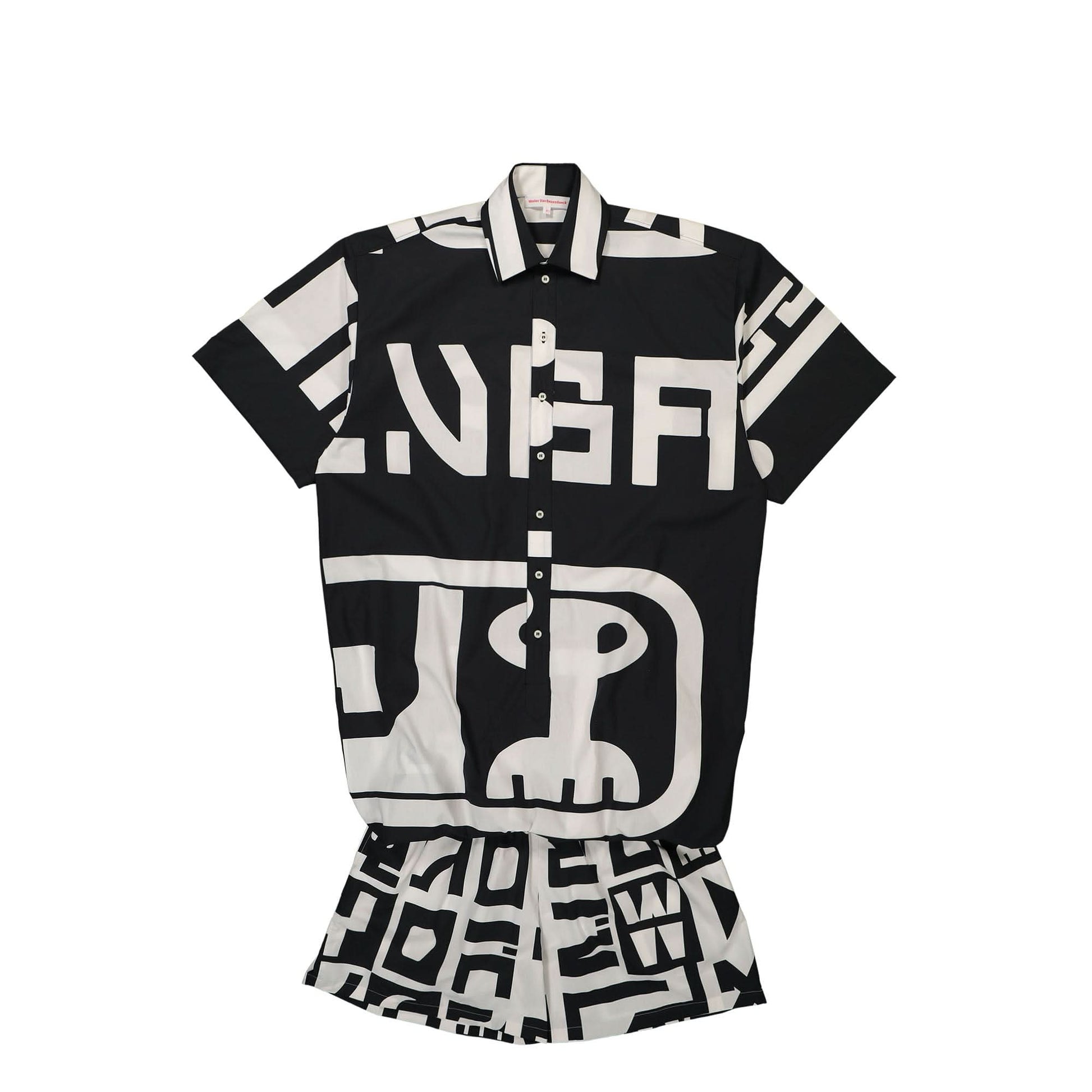 Walter Van Beirendonck Shirt Combi Shorts Black,White Detail view 1 | Gate