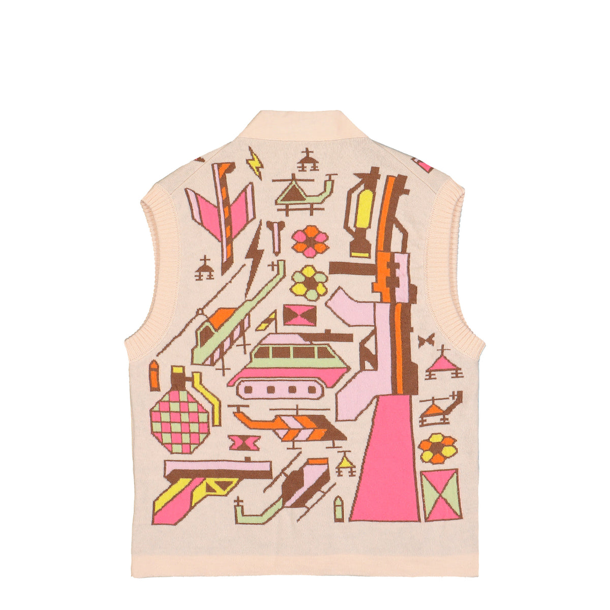 Walter Van Beirendonck Stop War Cardigan Comb.III Ecru Knits 5005 Detail View 1 | GATE