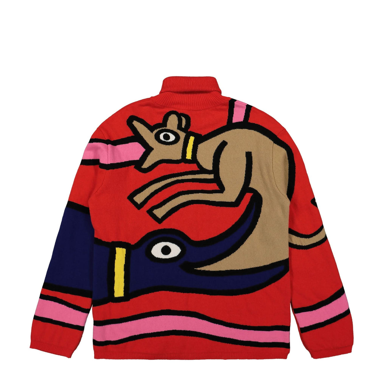 Walter Van Beirendonck Viper Knit Oversized High Collar Red Detail view 1 | Gate