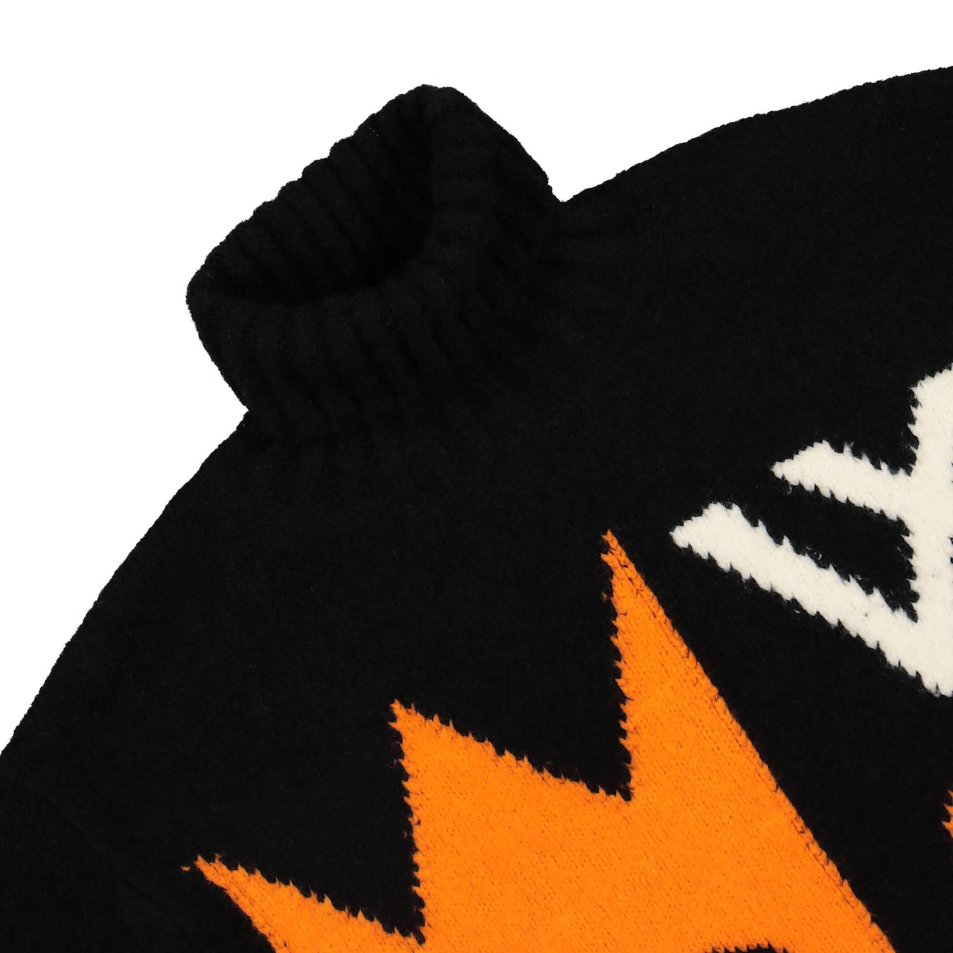 Walter Van Beirendonck Skull Knit Oversized High Collar Black,Orange Detail view 3 | Gate