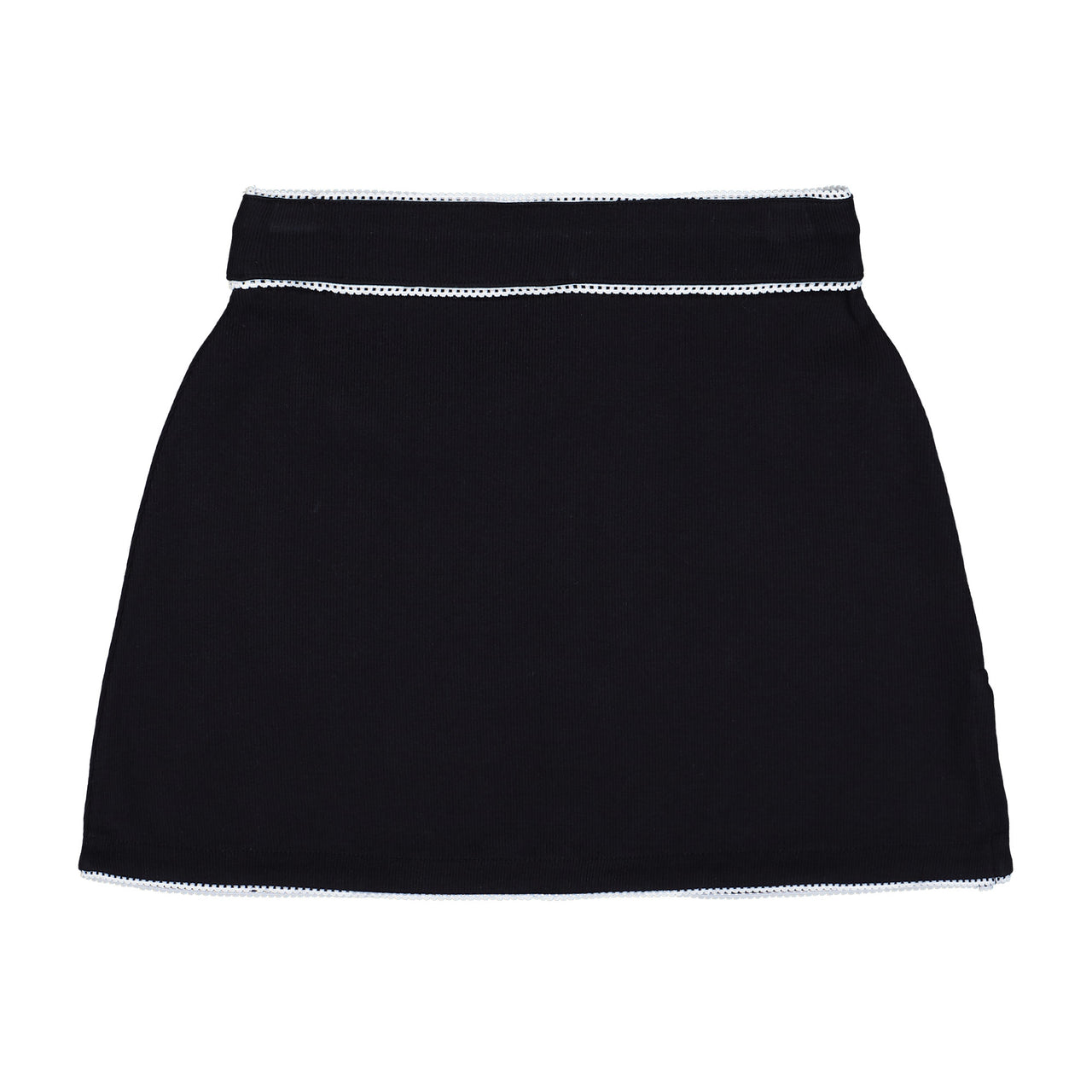 Marine Serre Light Ribbed Jersey Drawstring-Waist Mini Skirt Black Skirts WSK133A CJER0011 BK99 Detail View 1 | GATE