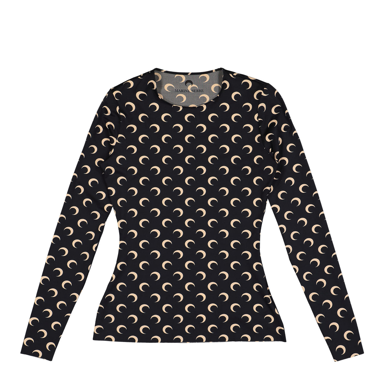 Marine Serre Moon Printed Jersey LS Crewneck Top Inverse Tan Longsleeves WTS006A CJER0001 IT99 Detail View 1 | GATE