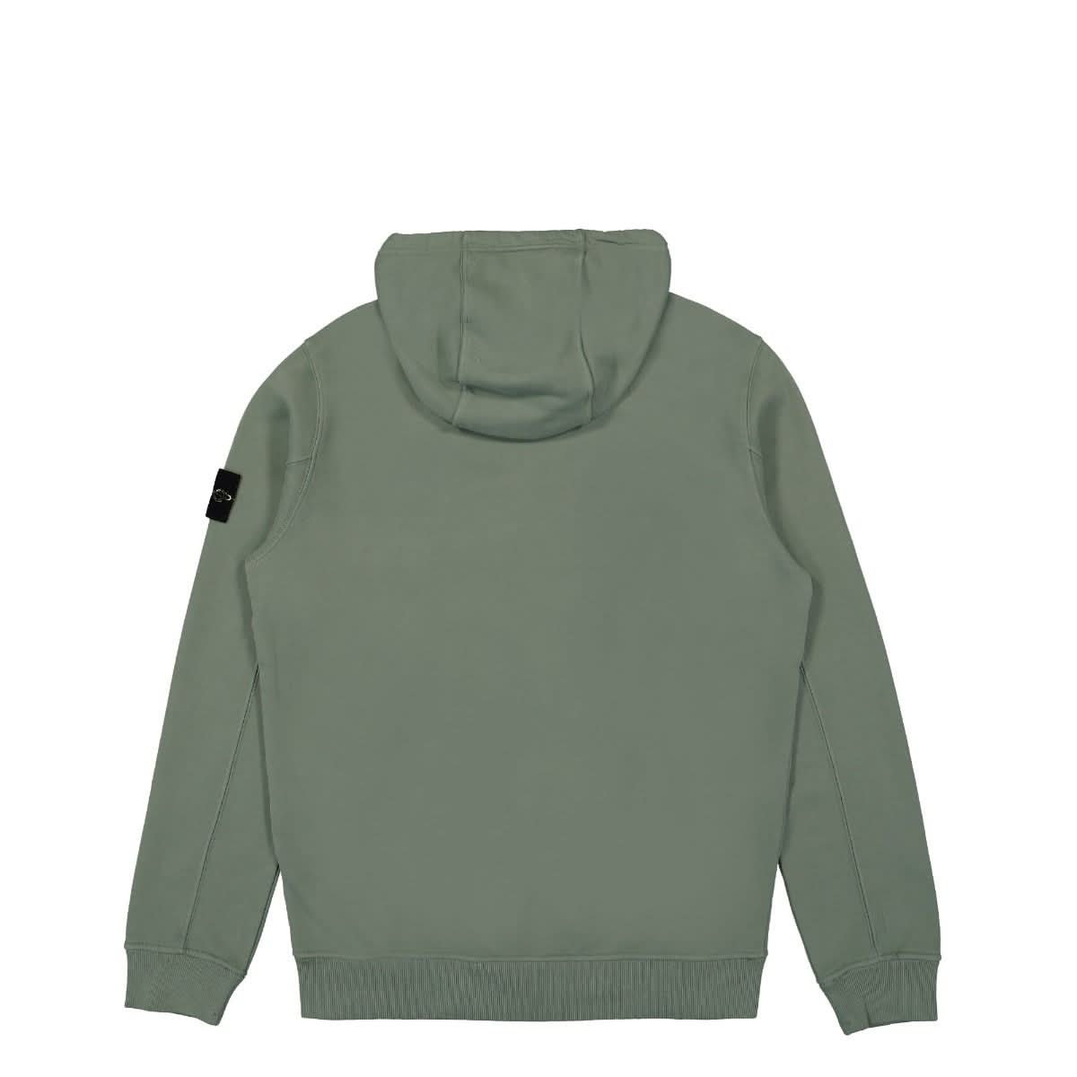 Stone Island Hooded Full Zip Sweatshirt Green Detail view 2 | Gate