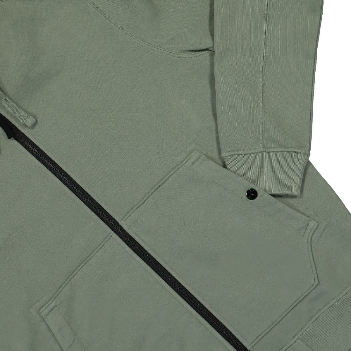 Stone Island Hooded Full Zip Sweatshirt Green Detail view 4 | Gate