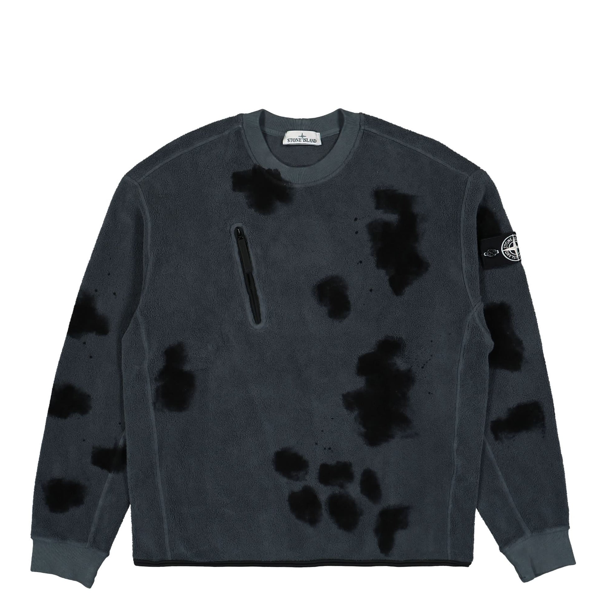 Stone Island Hand Colouring Fleece Sweatshirt Grey Detail view 1 | Gate