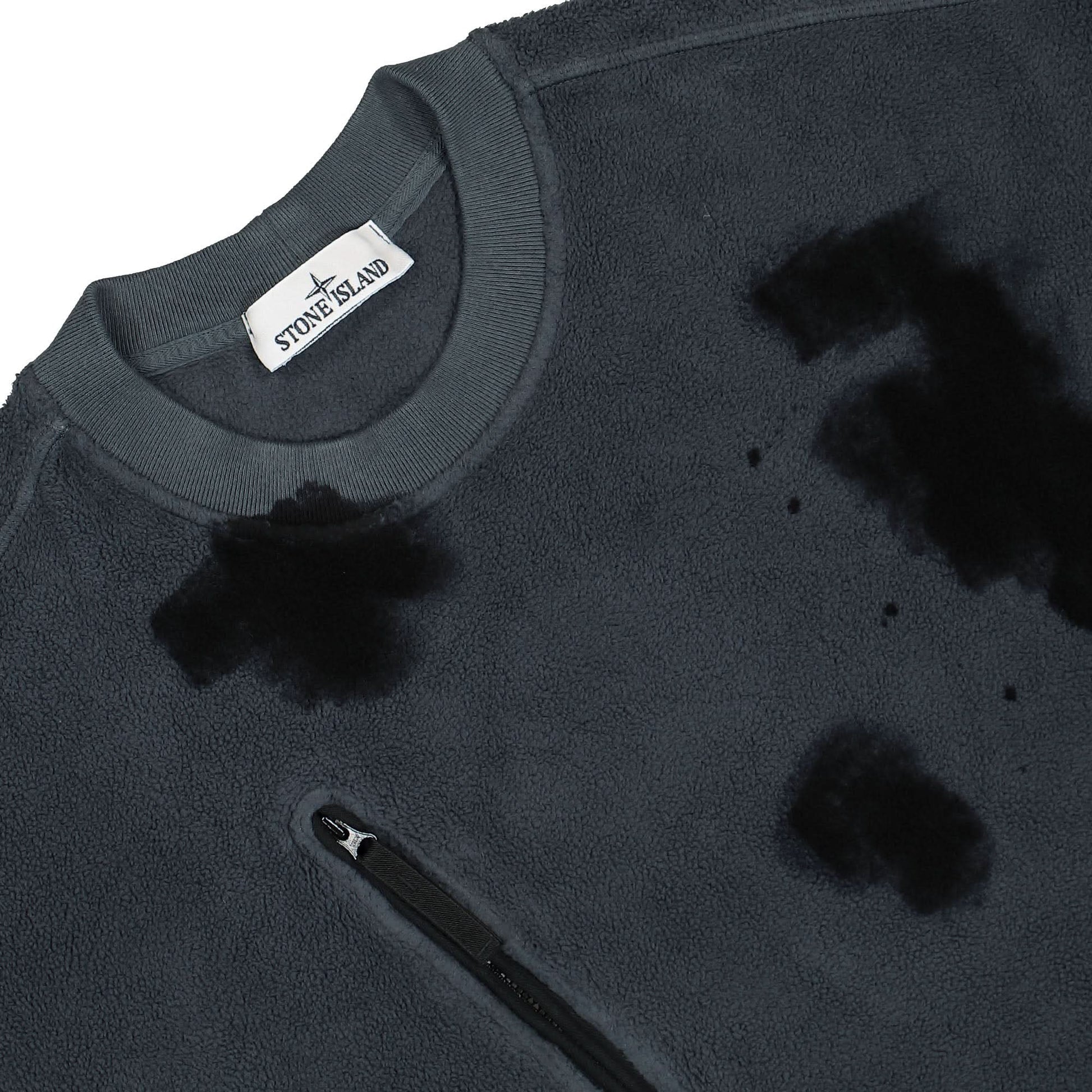 Stone Island Hand Colouring Fleece Sweatshirt Grey Detail view 3 | Gate
