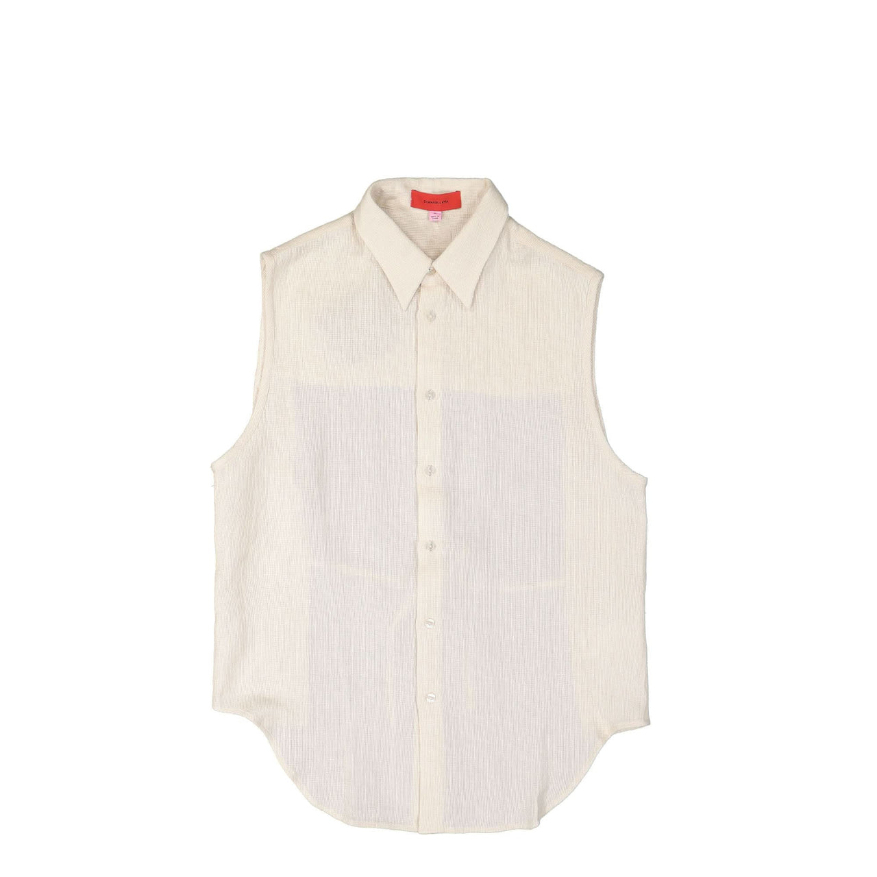 Eckhaus Latta Linen Open Back Tank Beige Detail view 1 | Gate