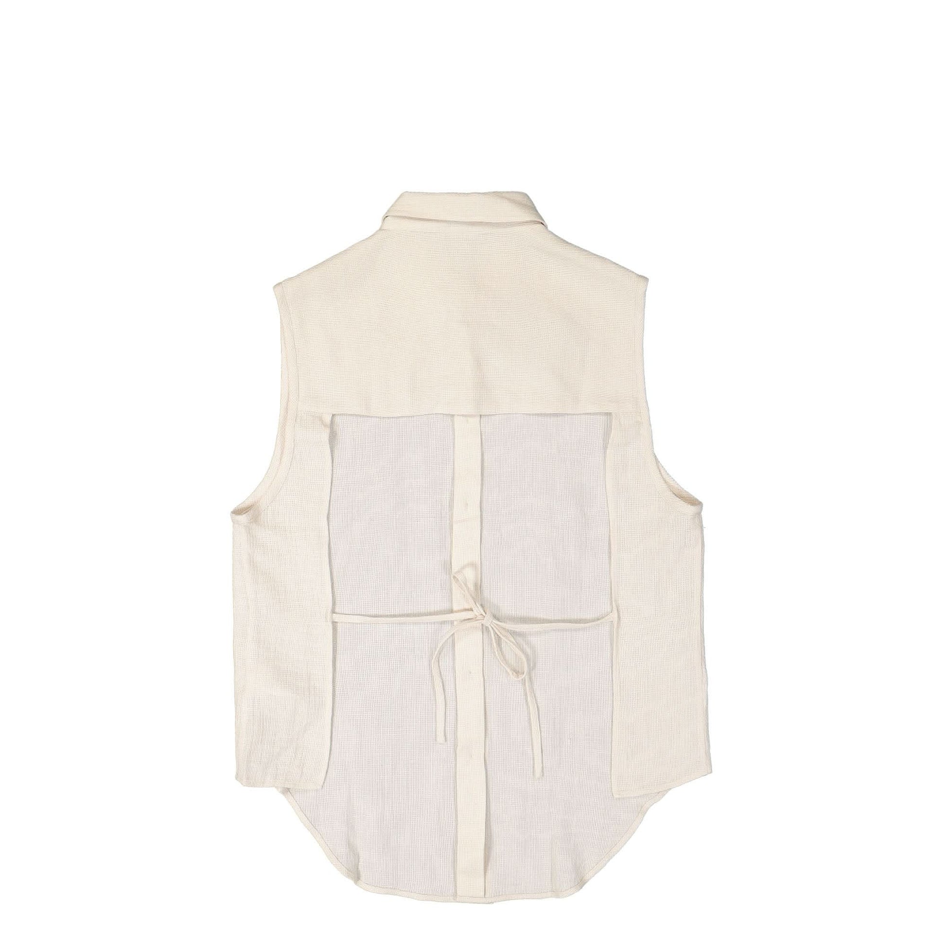 Eckhaus Latta Linen Open Back Tank Beige Detail view 2 | Gate