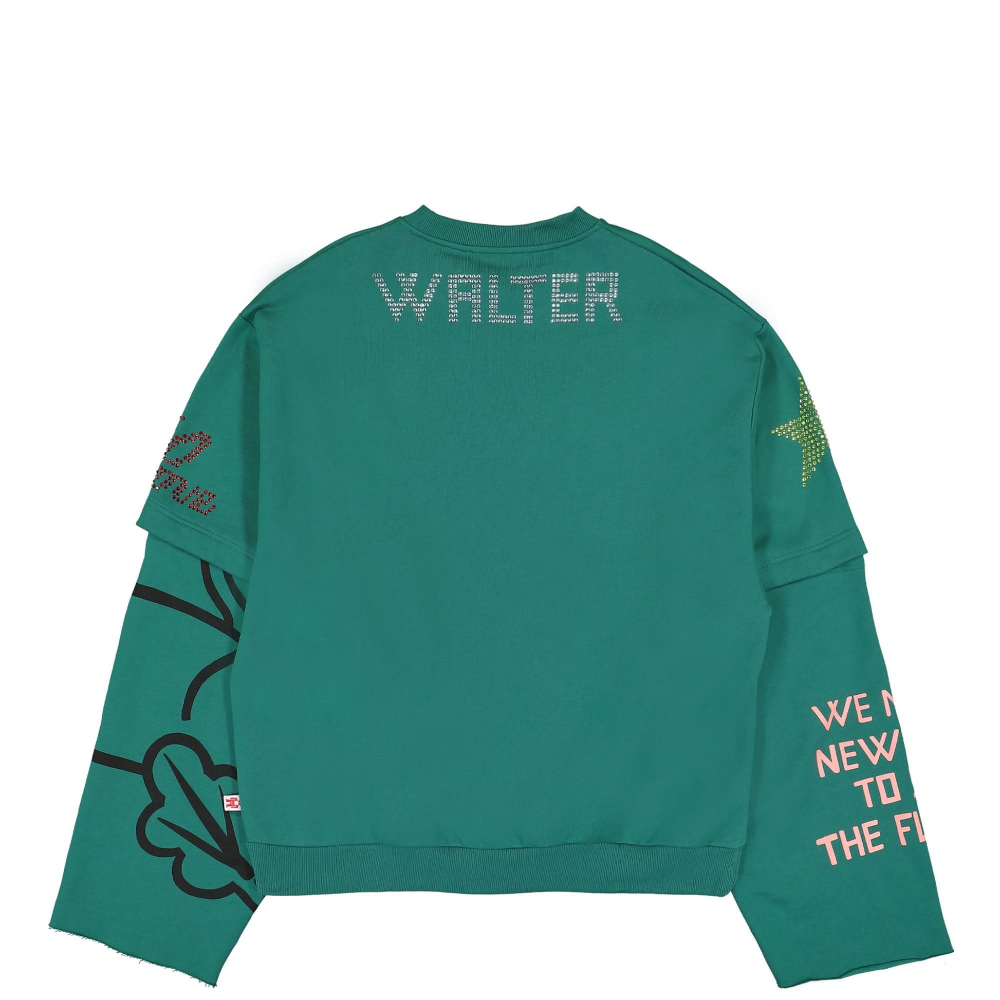 Walter Van Beirendonck Target Super Oversized Sweat with Detachable Sleeves Green Detail view 2 | Gate