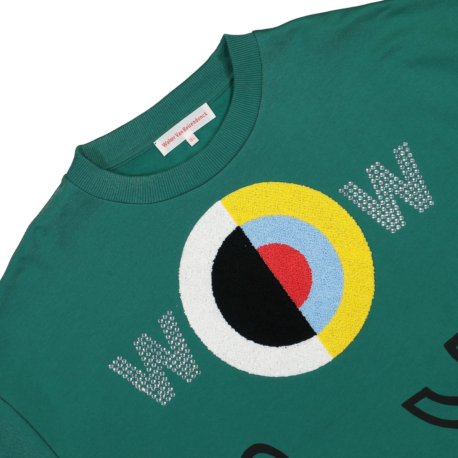 Walter Van Beirendonck Target Super Oversized Sweat with Detachable Sleeves Green Detail view 3 | Gate