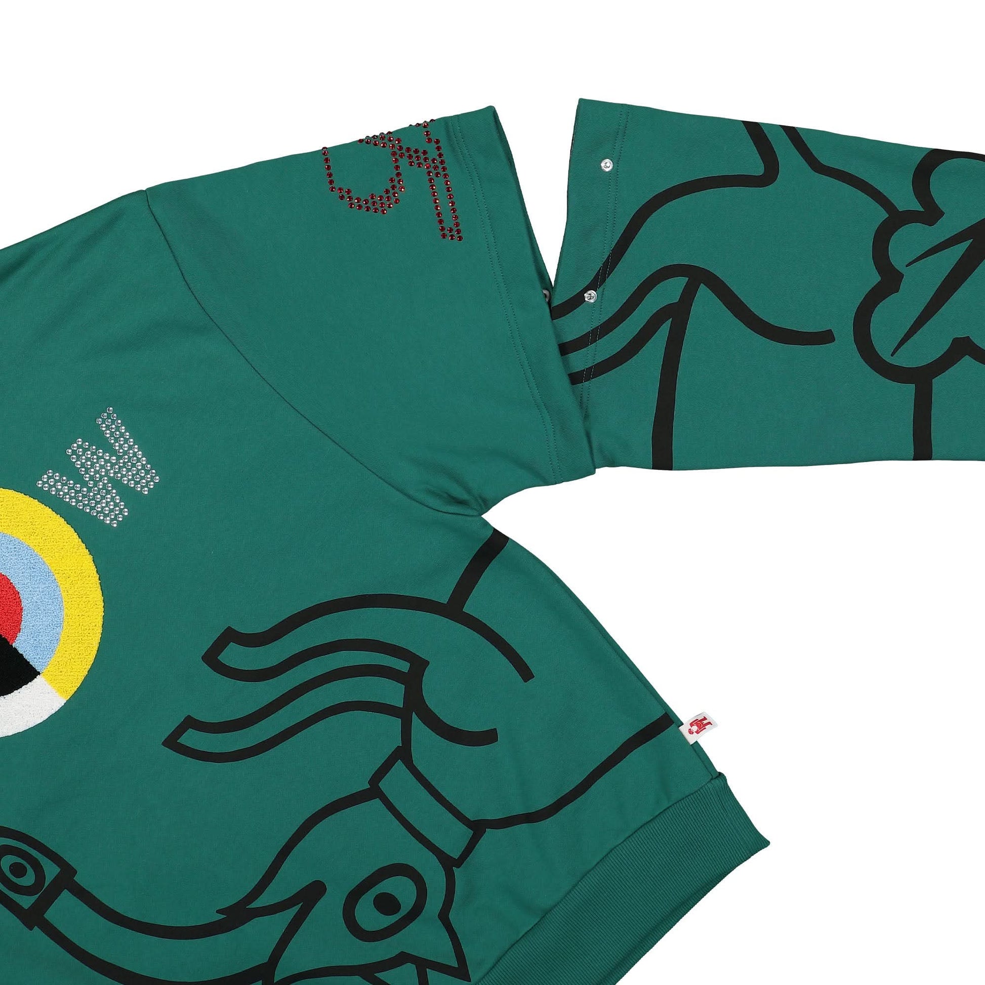 Walter Van Beirendonck Target Super Oversized Sweat with Detachable Sleeves Green Detail view 6 | Gate