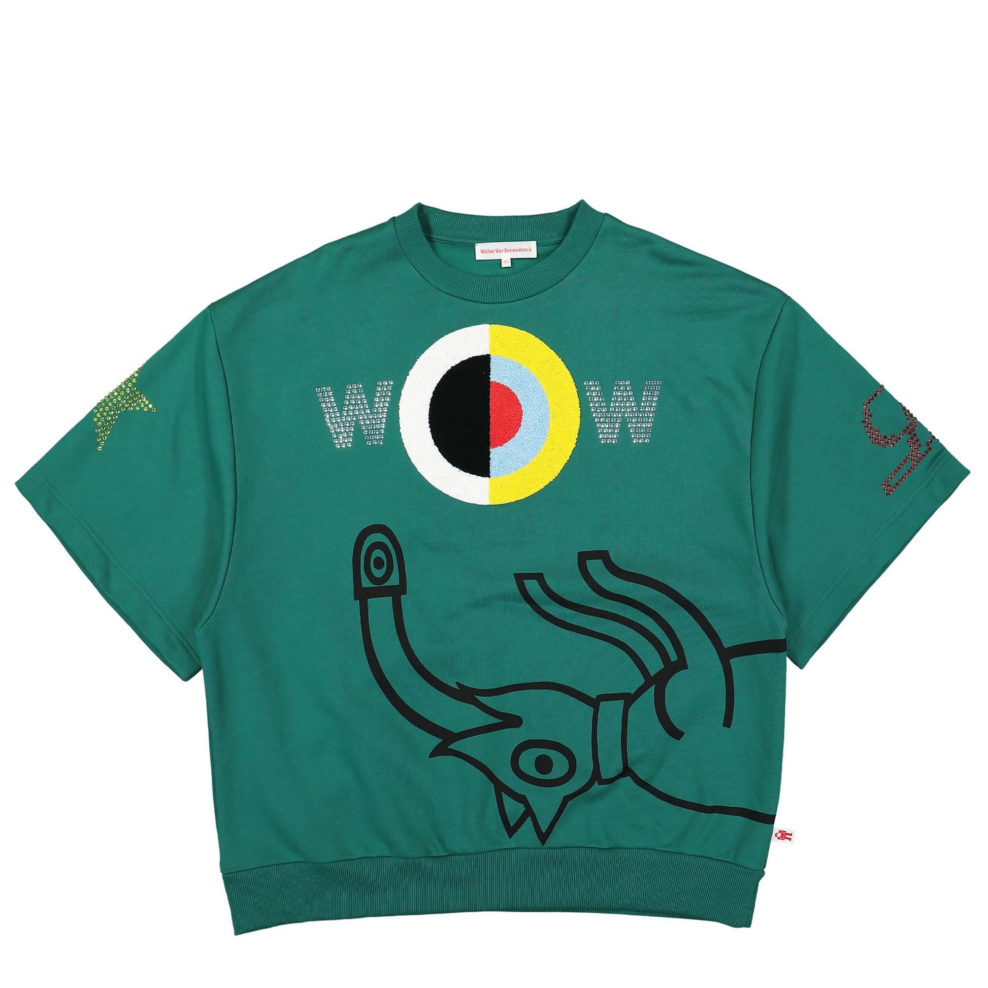 Walter Van Beirendonck Target Super Oversized Sweat with Detachable Sleeves Green Detail view 7 | Gate