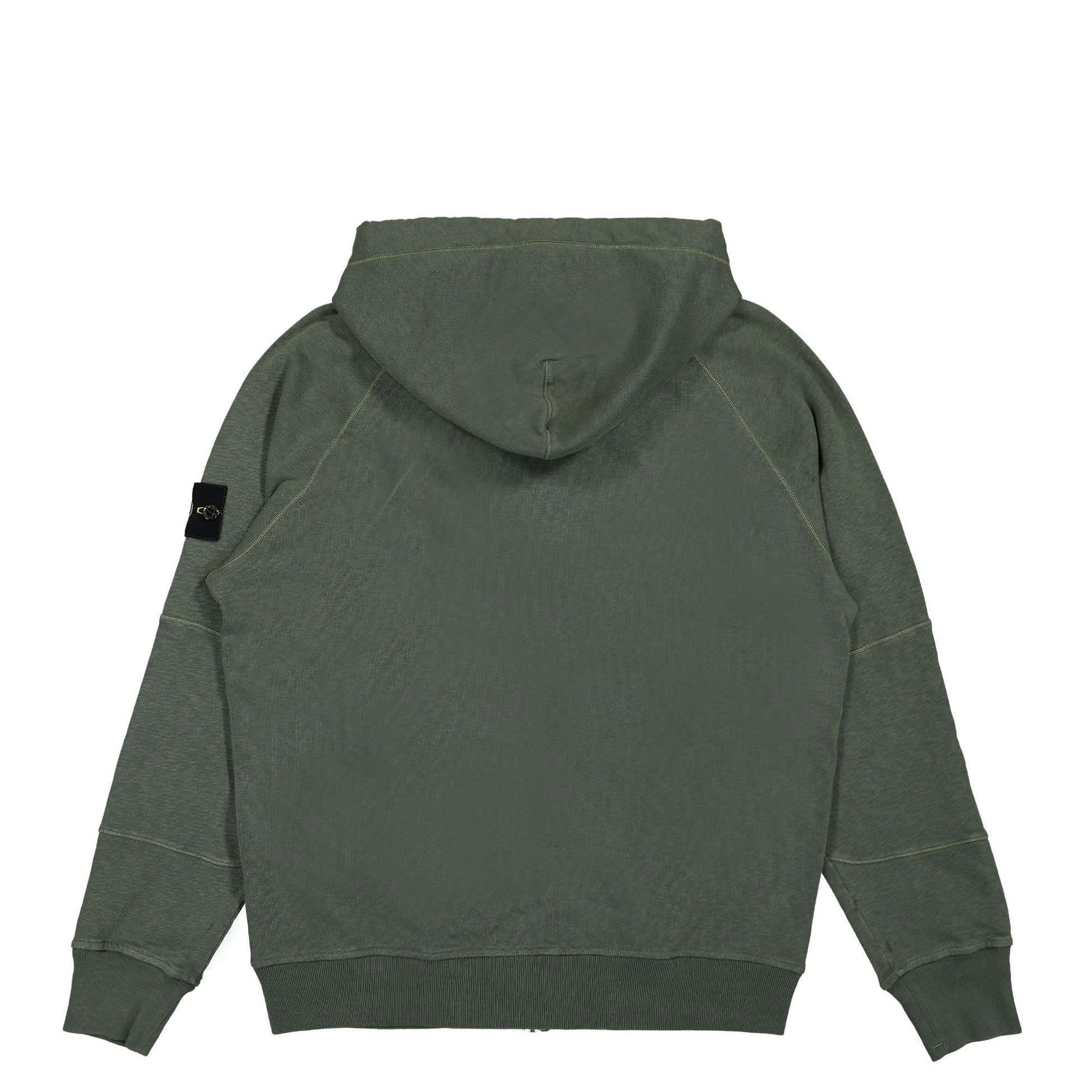 Stone Island Hooded Full Zip Sweatshirt Jacket Green Detail view 2 | Gate