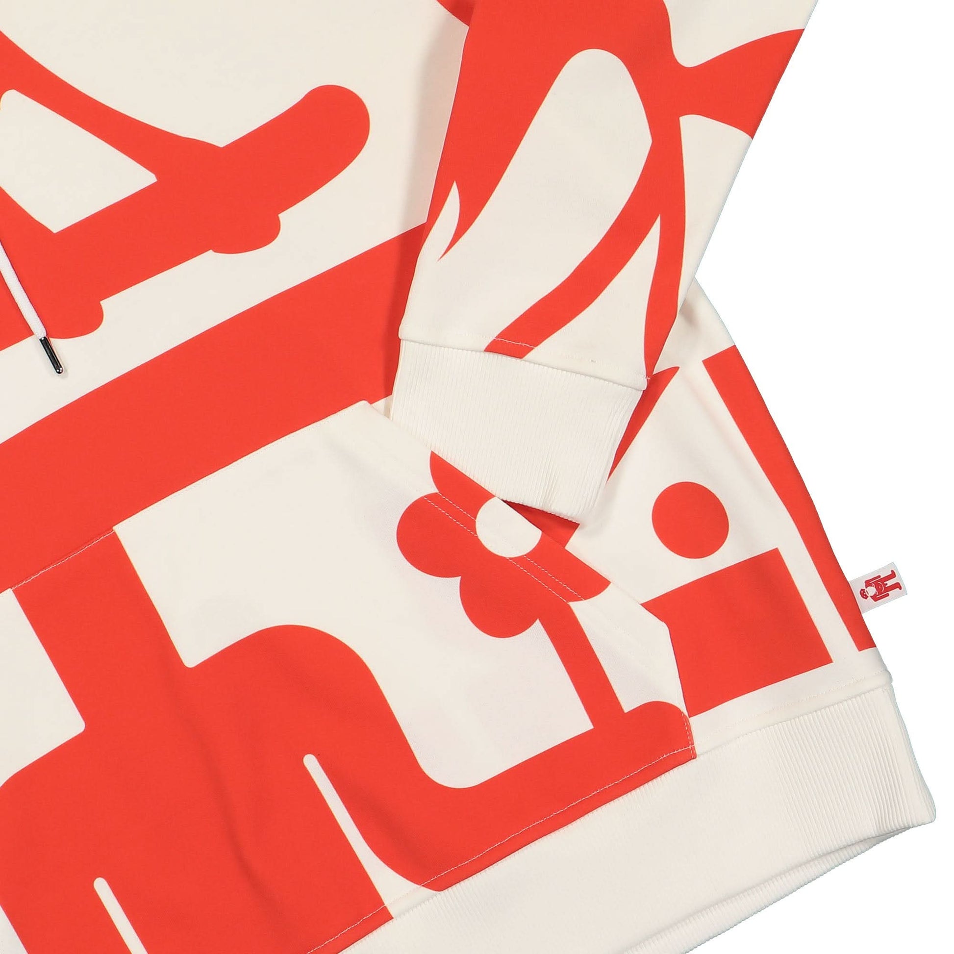 Walter Van Beirendonck DAWLEETOO Hoody Oversized White,Red Detail view 4 | Gate