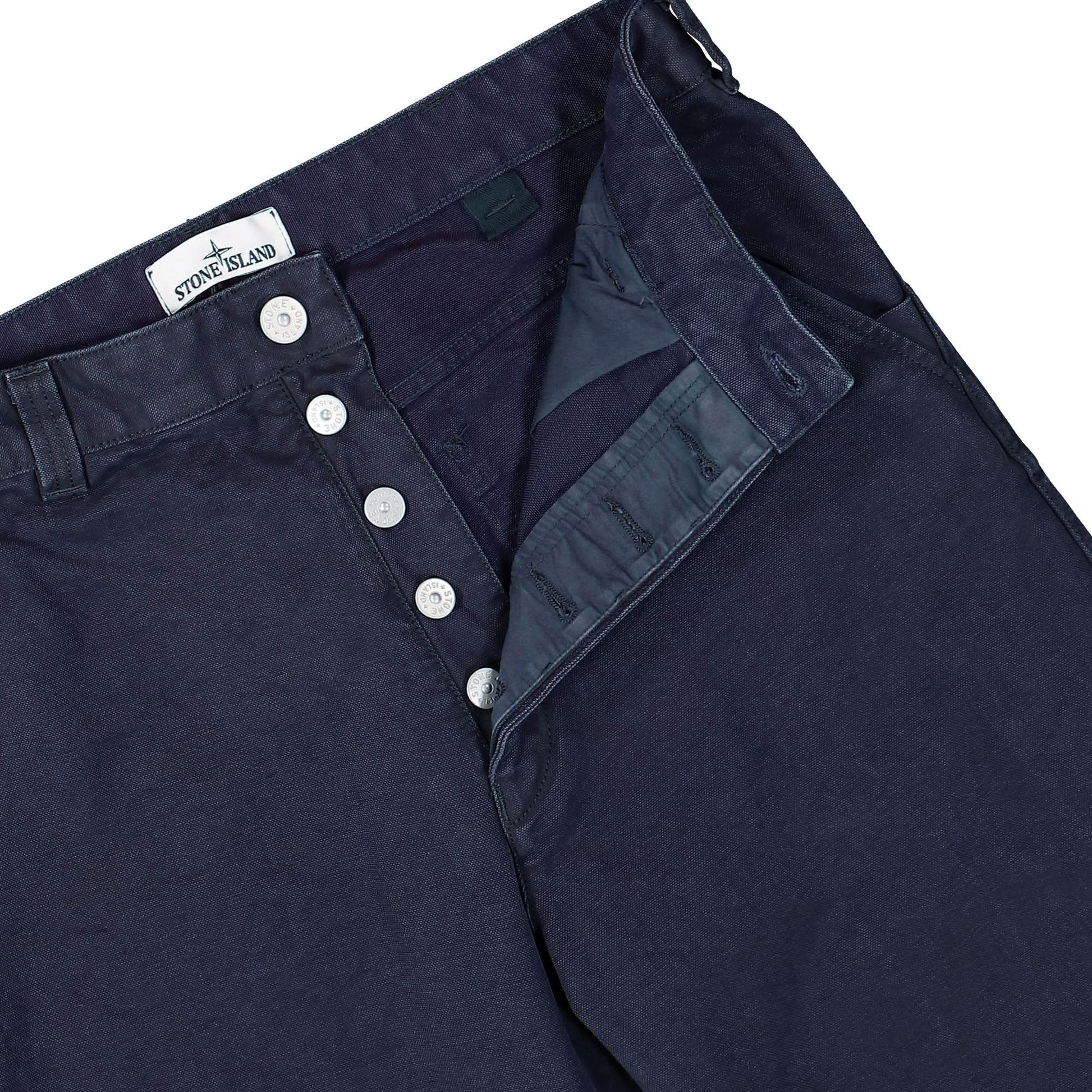 Stone Island Marina Canvas Regular Pants Blue Detail view 4 | Gate