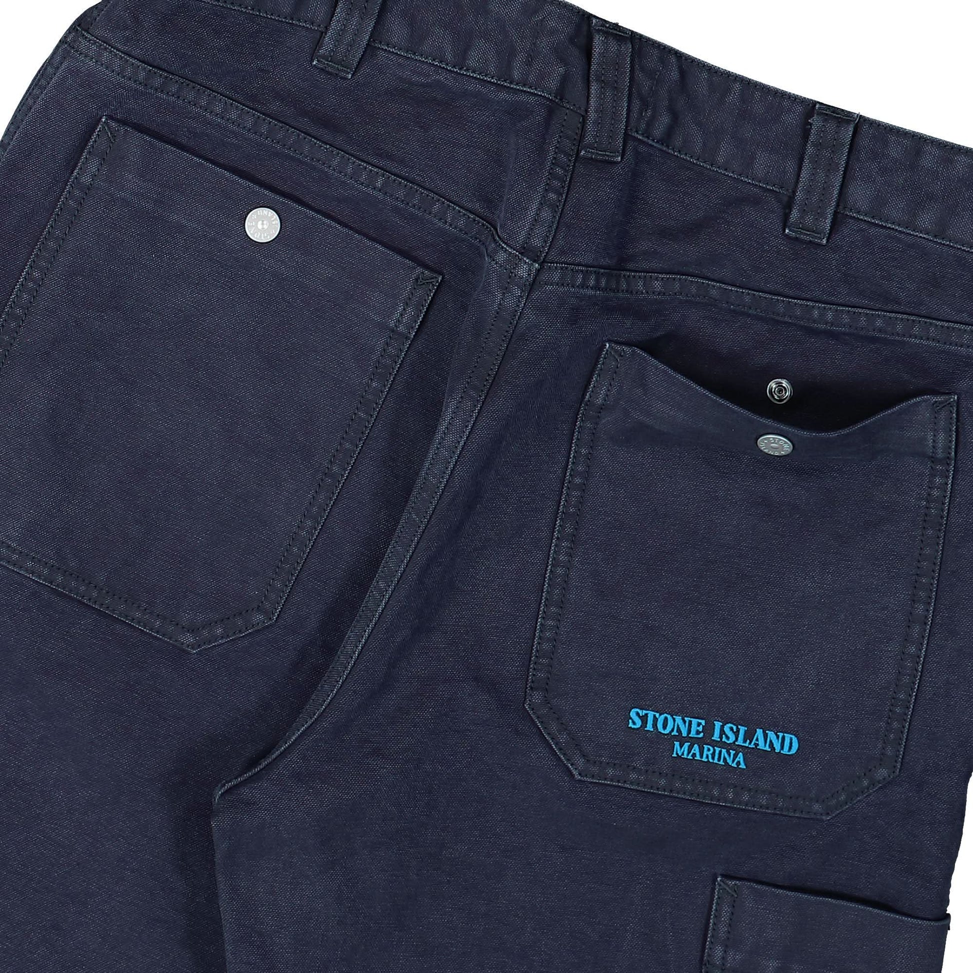 Stone Island Marina Canvas Regular Pants Blue Detail view 5 | Gate