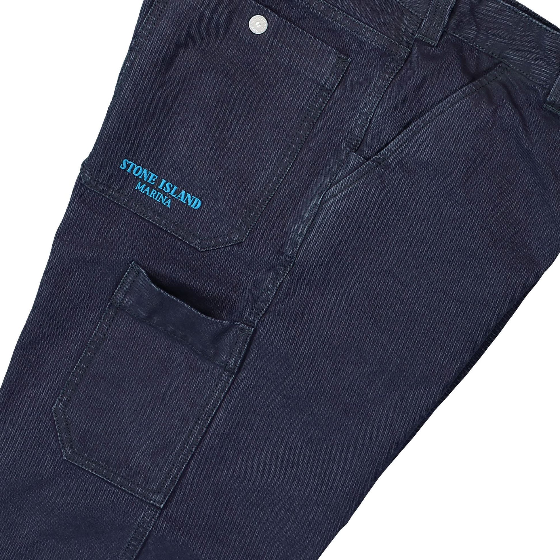 Stone Island Marina Canvas Regular Pants Blue Detail view 6 | Gate