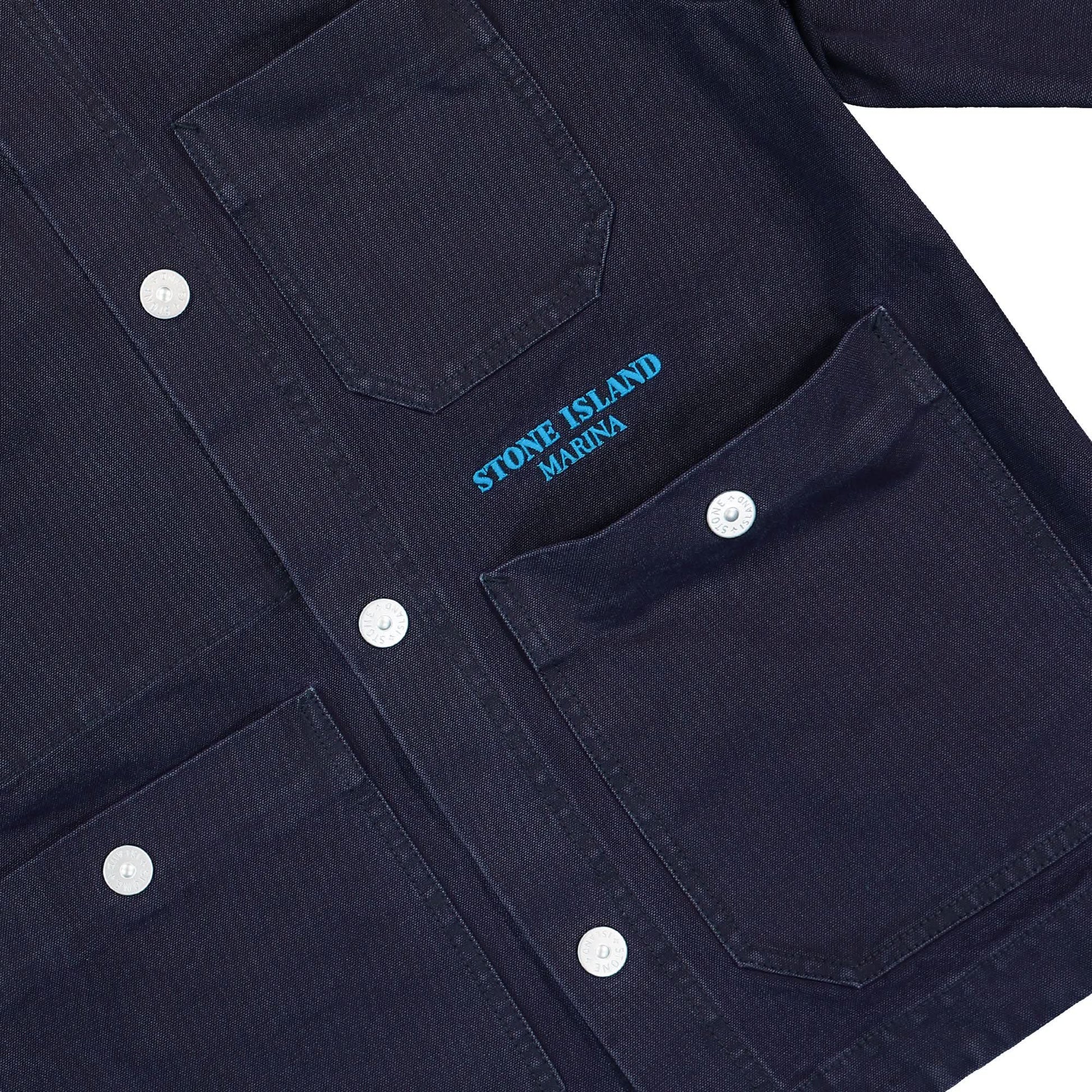 Stone Island Marina Canvas Jacket Blue Detail view 4 | Gate