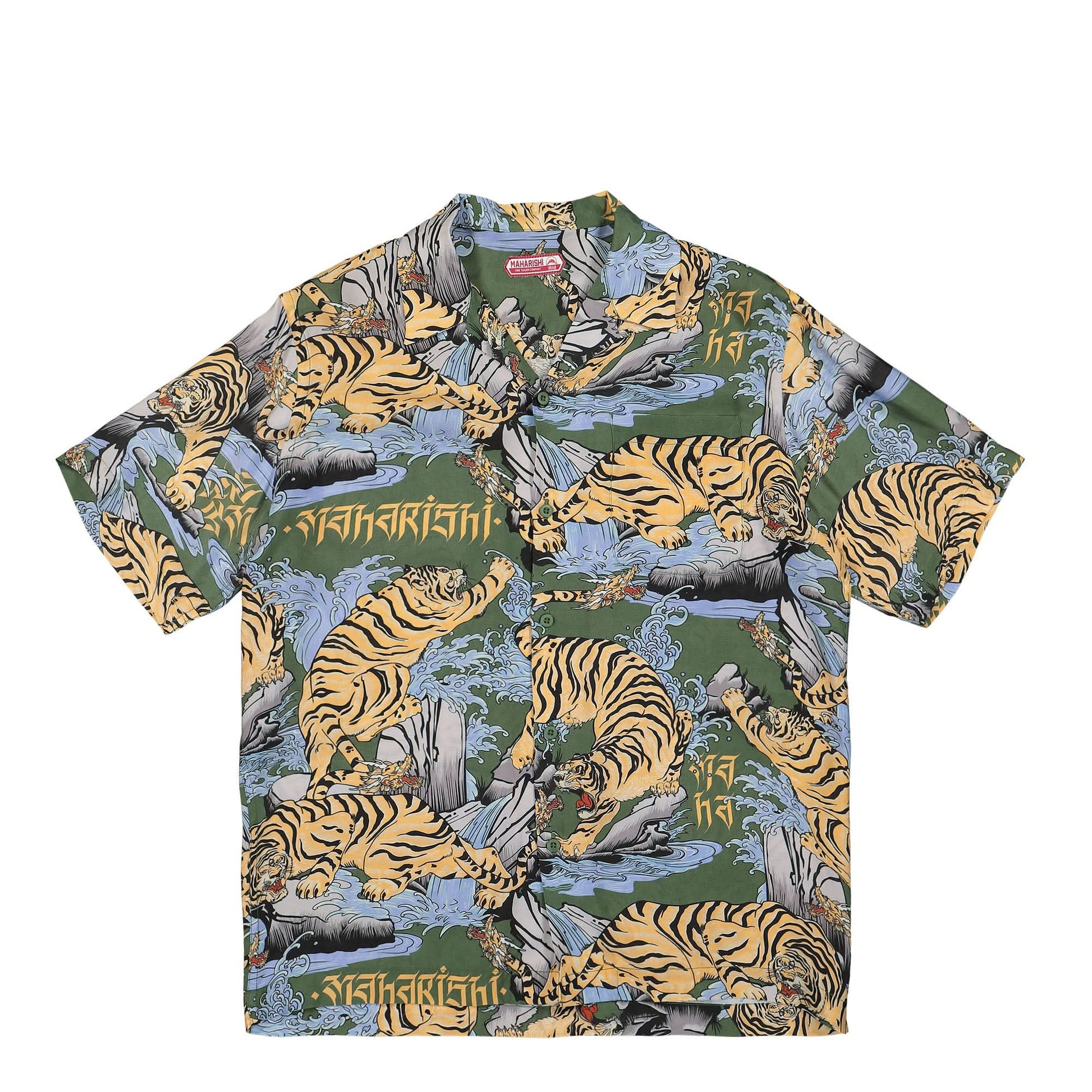 Maharishi Water Tiger Camp Collar Shirt Olive Detail view 1 | Gate