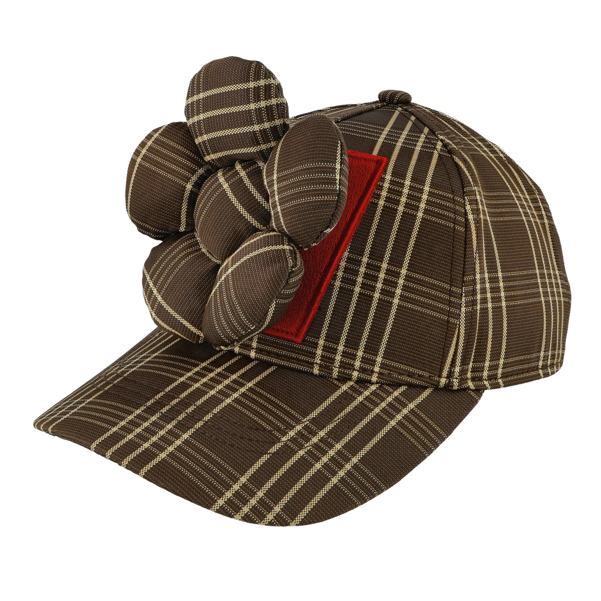 Walter Van Beirendonck Flower Cap Comb. III Brown Check Caps 9008 Detail View 1 | GATE