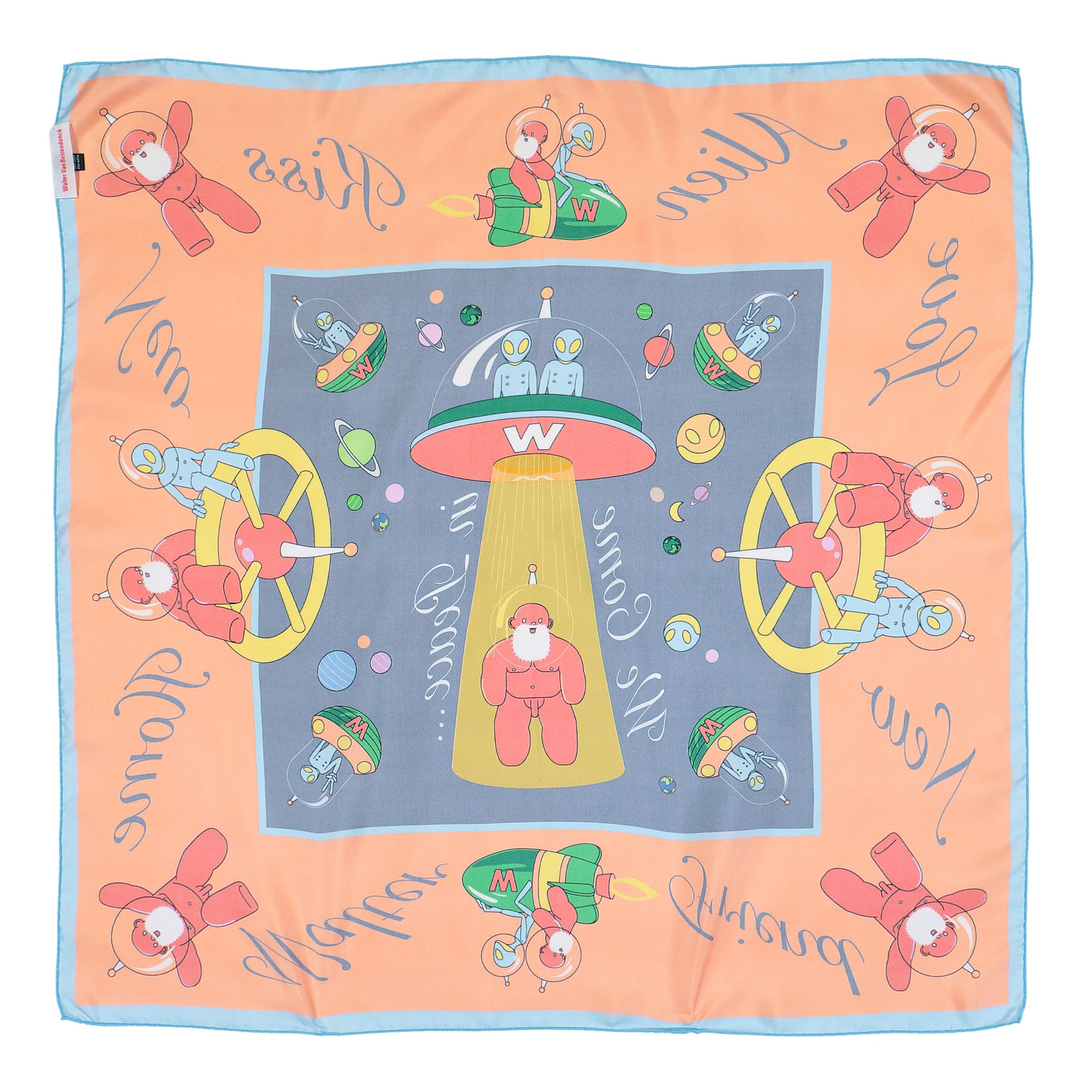 Walter Van Beirendonck Alien Silk Scarf Large Comb. I Sample Large Scarves 9009 Detail View 2 | GATE