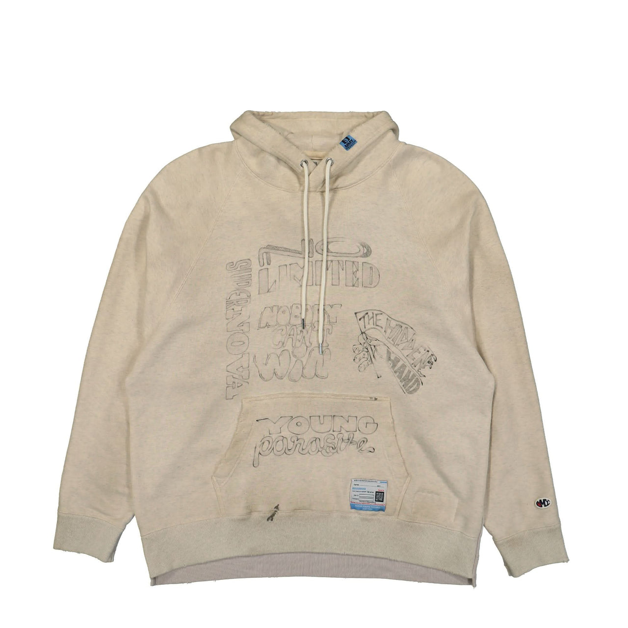 Maison Mihara Yasuhiro Pullover Combined Hoodie White Detail view 1 | Gate