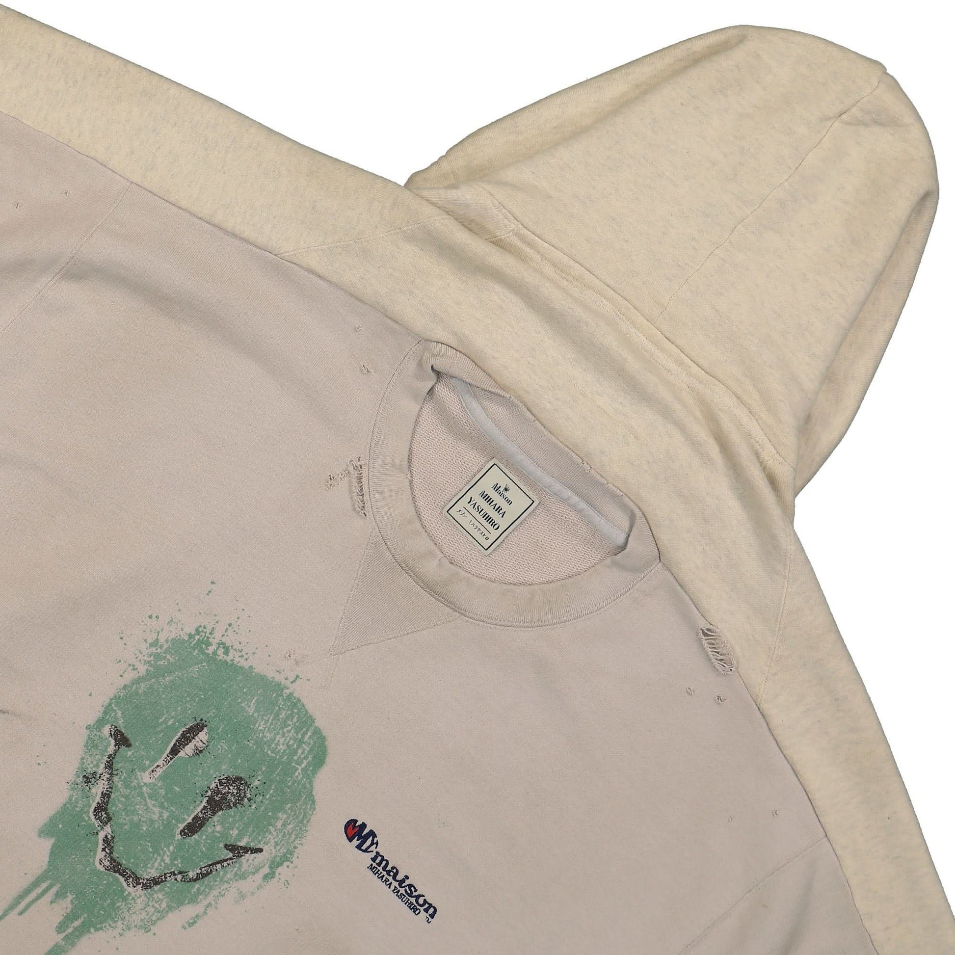 Maison Mihara Yasuhiro Pullover Combined Hoodie White Detail view 5 | Gate