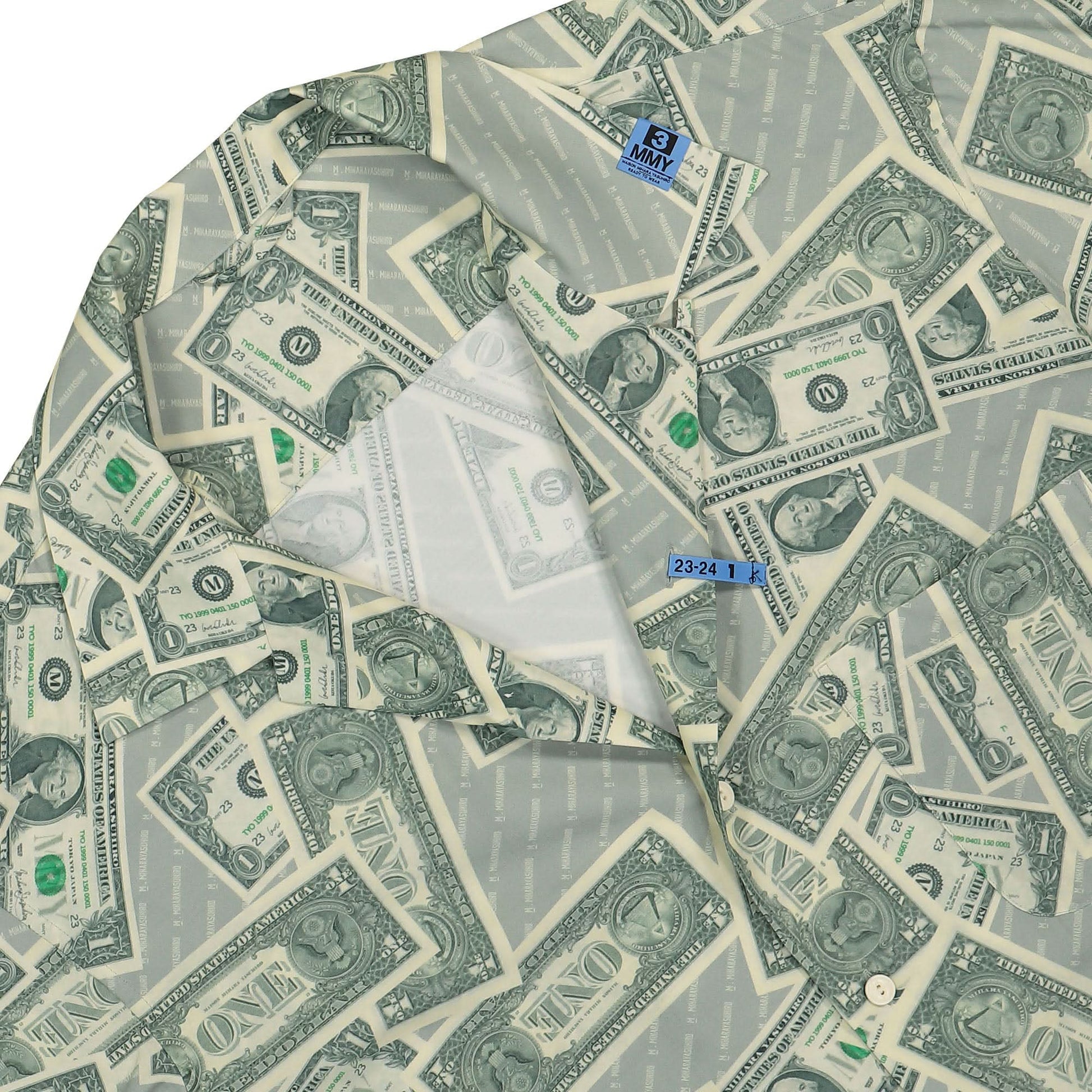 Maison Mihara Yasuhiro Dollar Bill Printed Shirt Green Detail view 3 | Gate