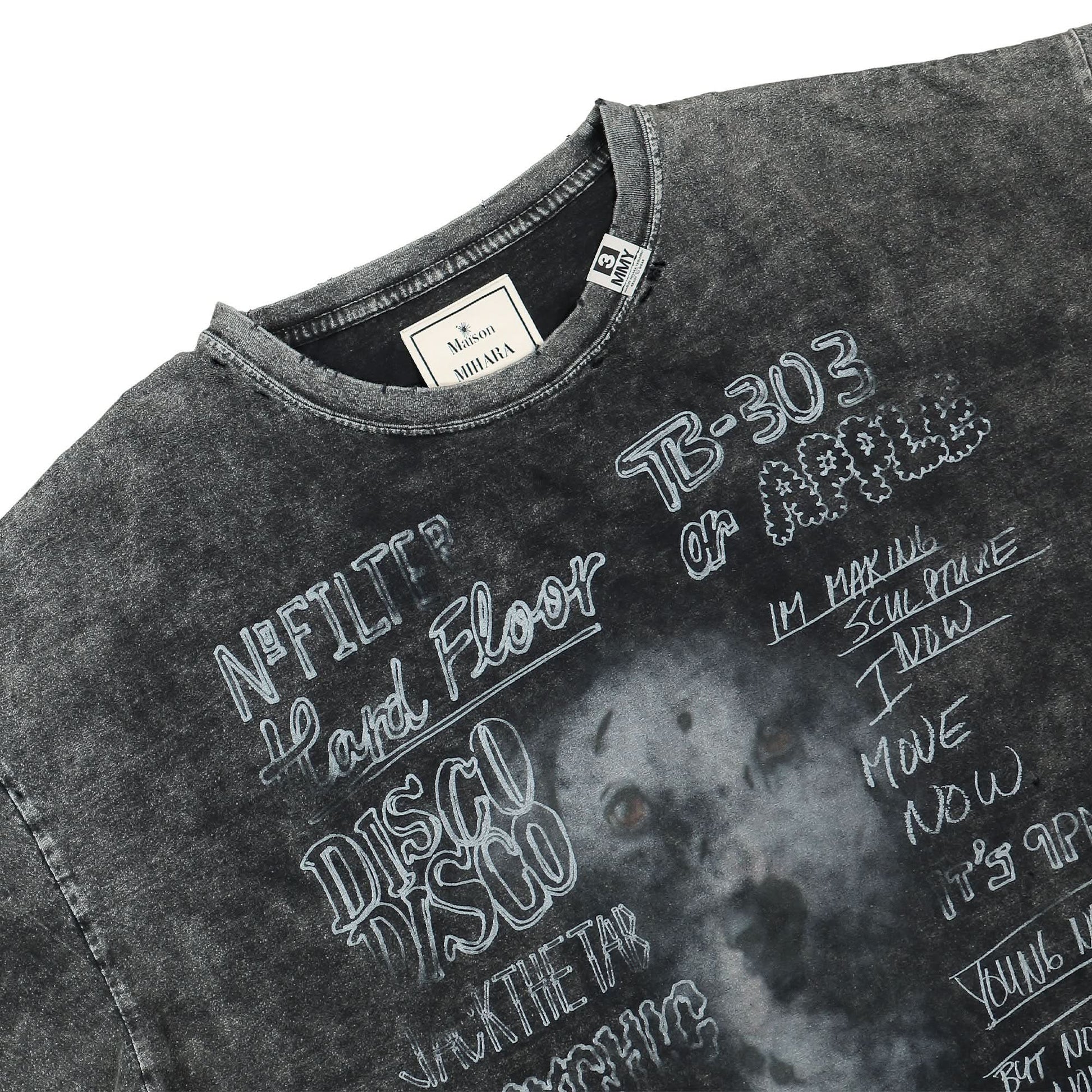 Maison Mihara Yasuhiro Bleached Tee Black Detail view 3 | Gate