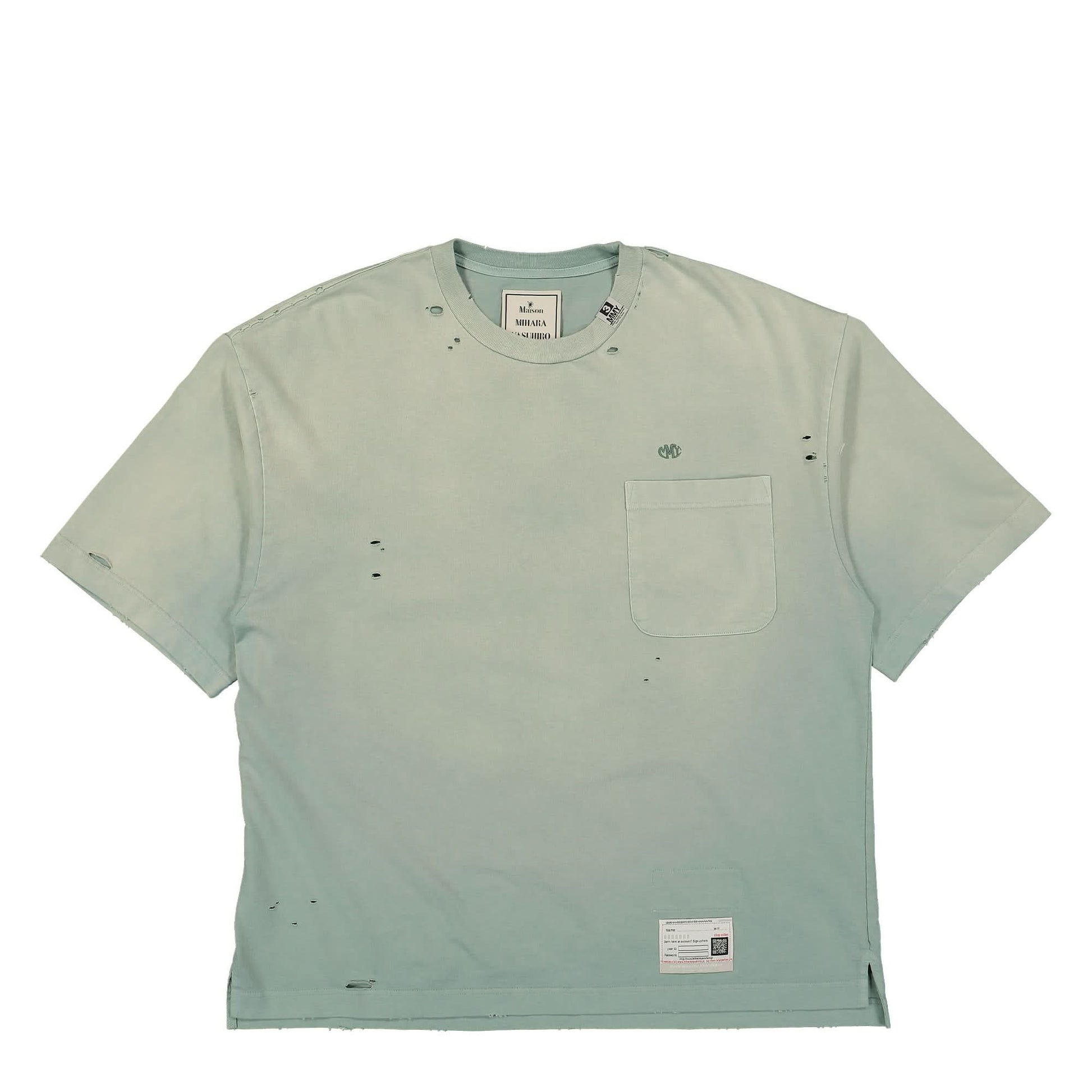 Maison Mihara Yasuhiro Sun Faded Tee Green Detail view 1 | Gate