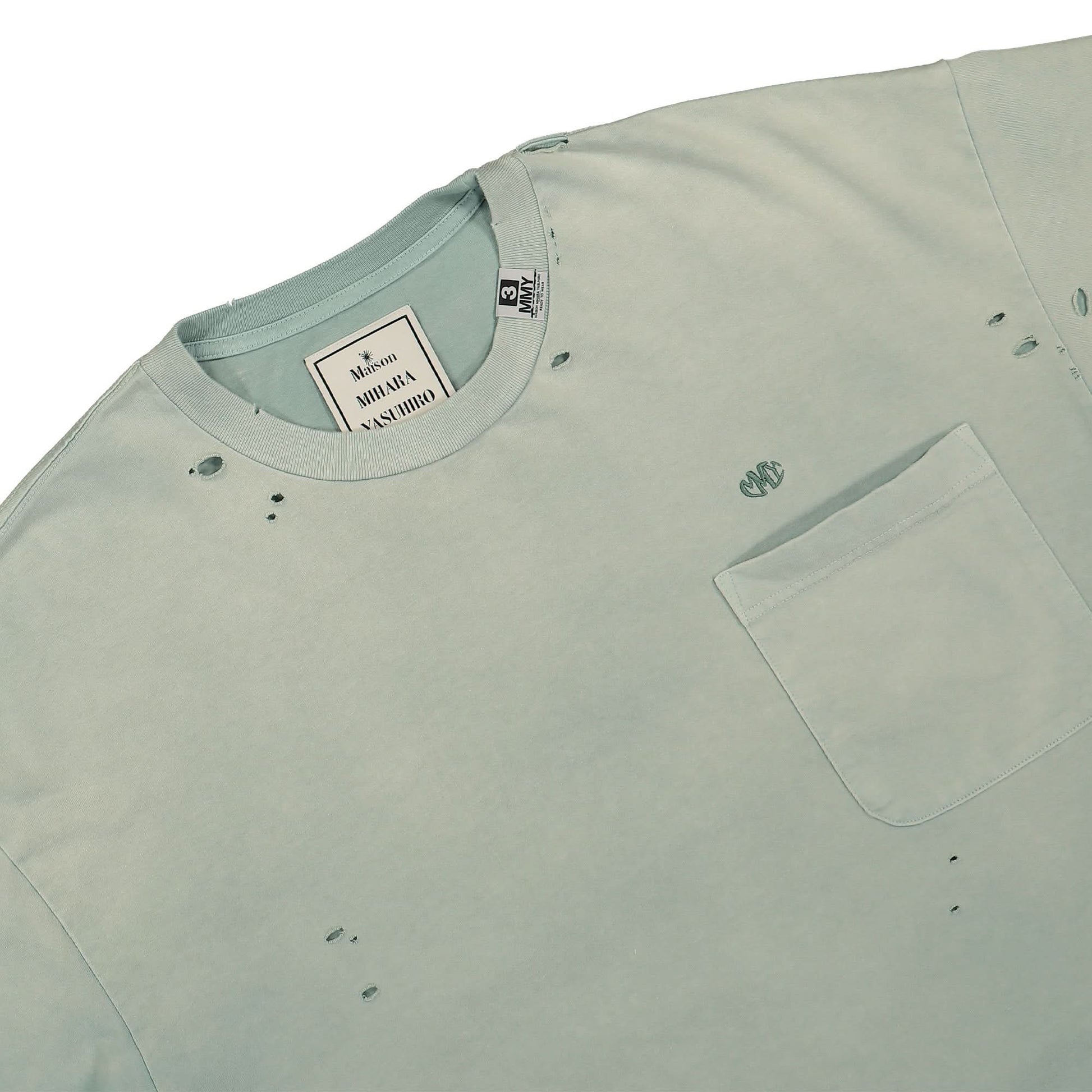 Maison Mihara Yasuhiro Sun Faded Tee Green Detail view 3 | Gate